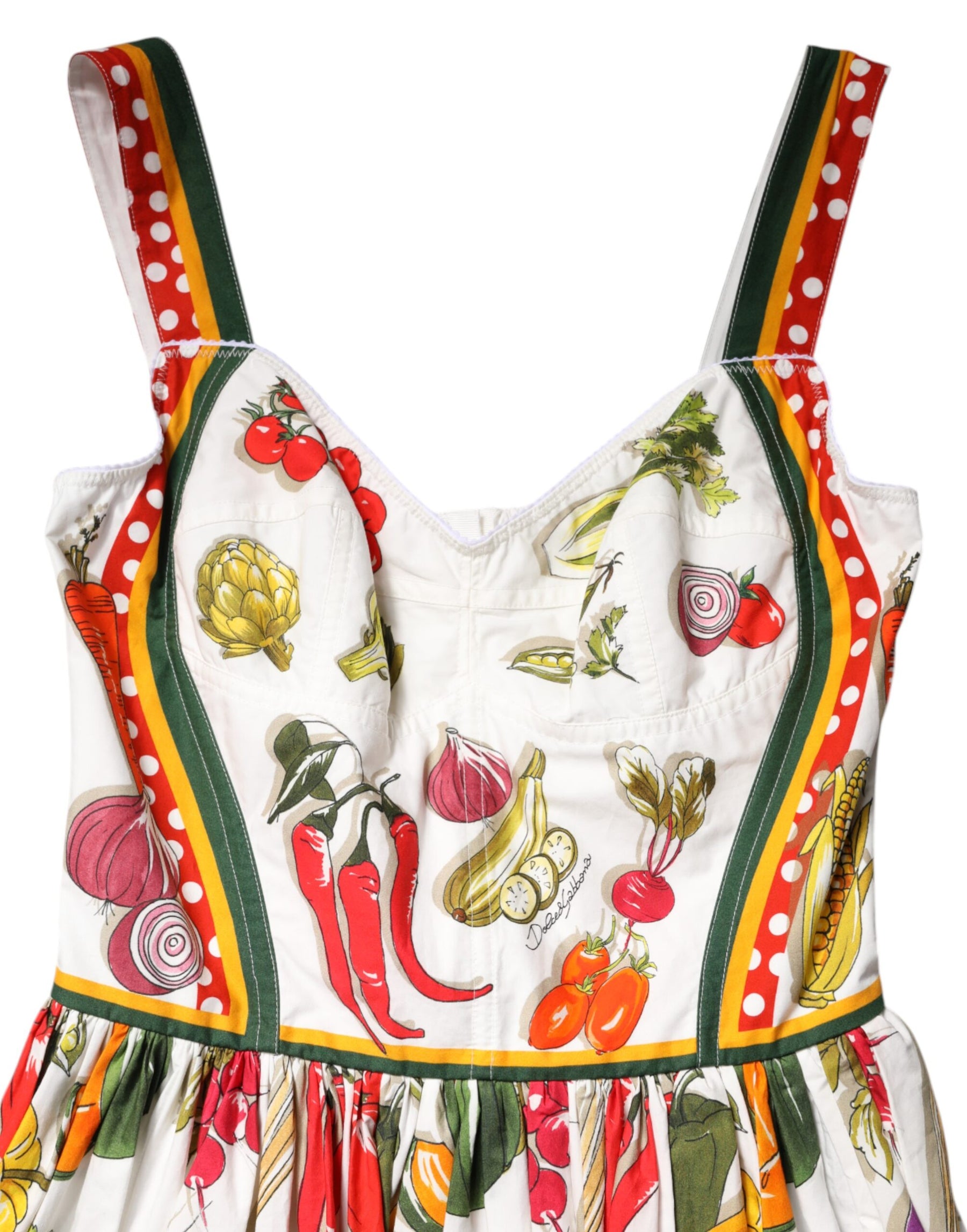 Dolce & Gabbana White Vegetables Sleeveless A-line Dress | Regal Royce