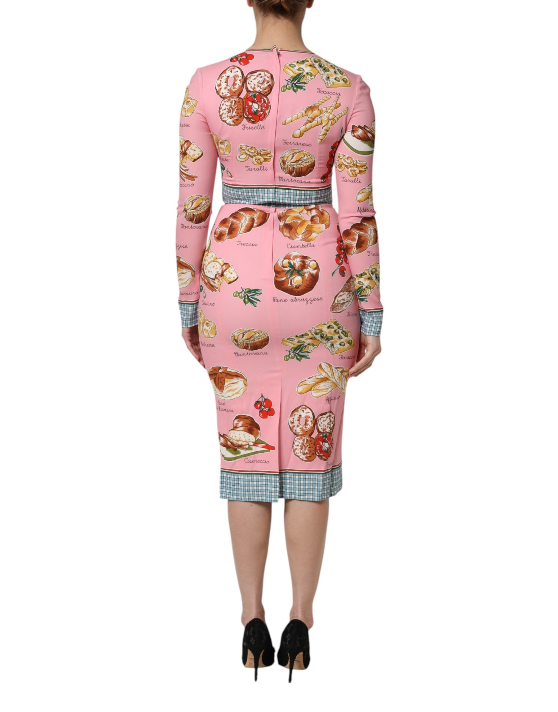 Dolce & Gabbana Pink Pastry Print Bodycon Sheath Midi Dress | Regal Royce
