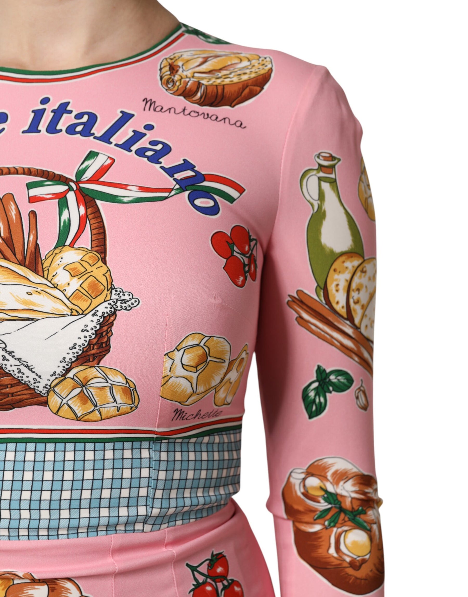 Dolce & Gabbana Pink Pastry Print Bodycon Sheath Midi Dress | Regal Royce