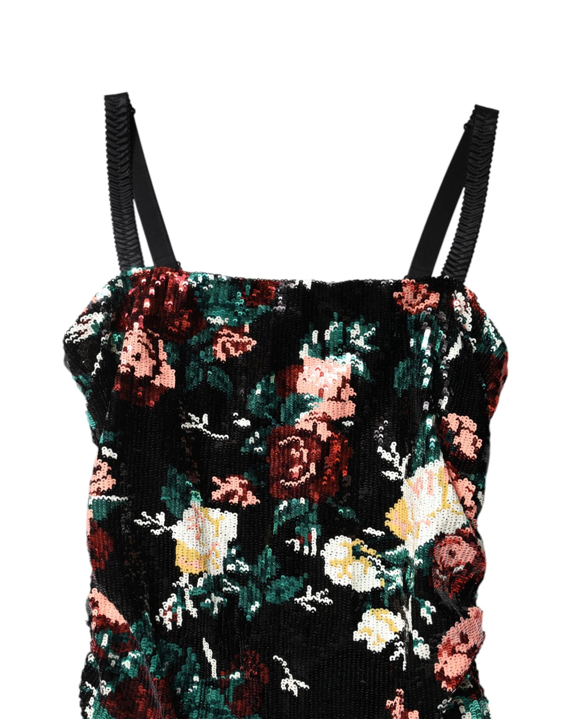 Dolce & Gabbana Black Floral Sequin Sleeveless Sheath Dress | Regal Royce