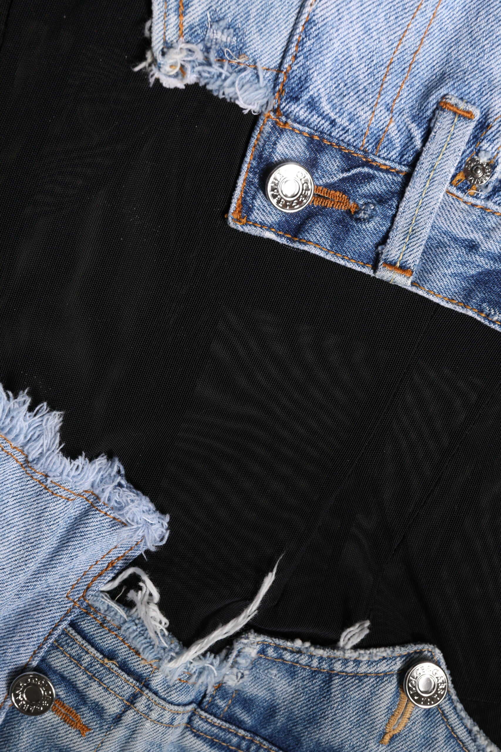 Dolce & Gabbana Black Blue Sleeveless Denim Mini Dress | Regal Royce