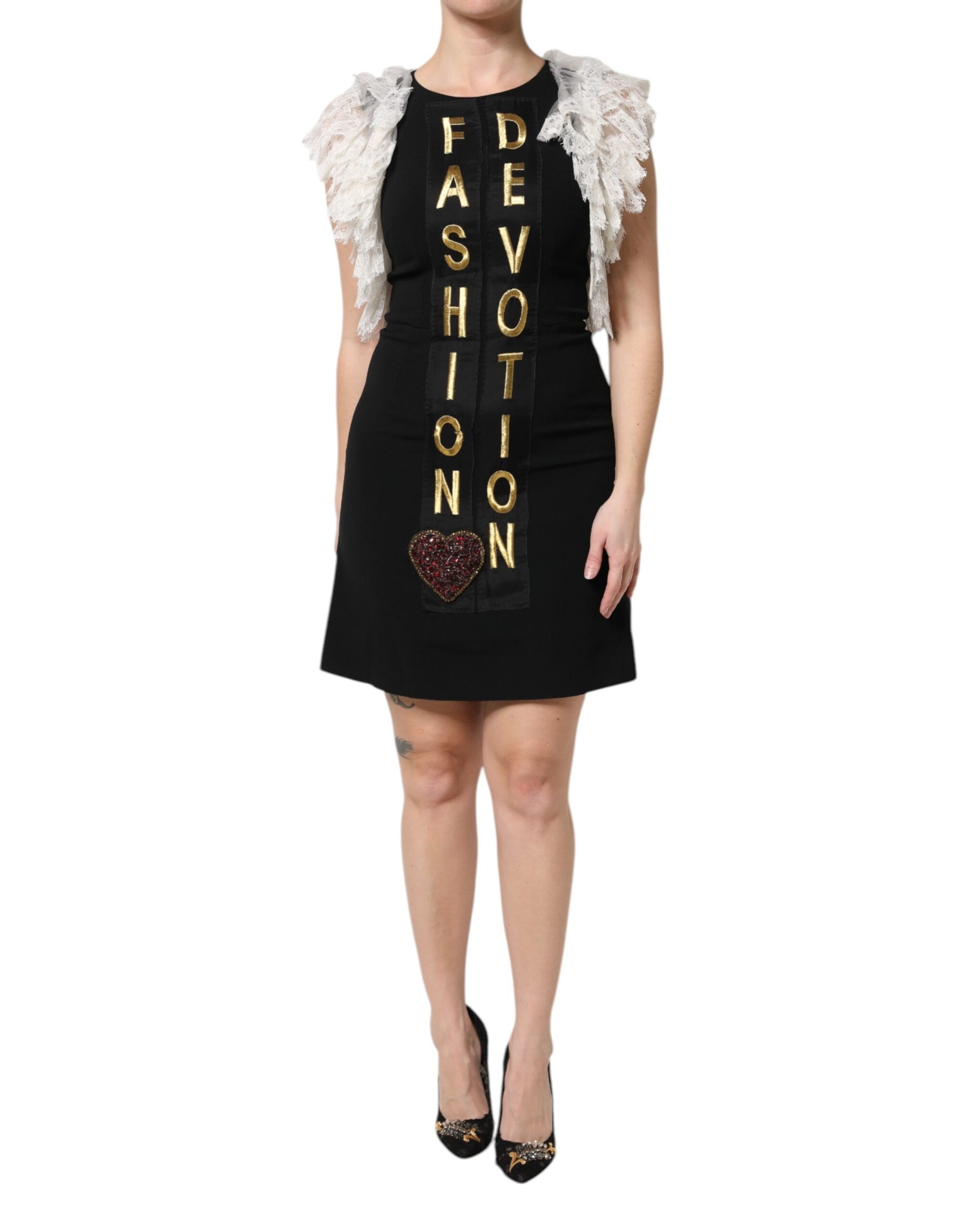 Dolce & Gabbana Black Fashion Devotion Embellish Mini Dress | Regal Royce