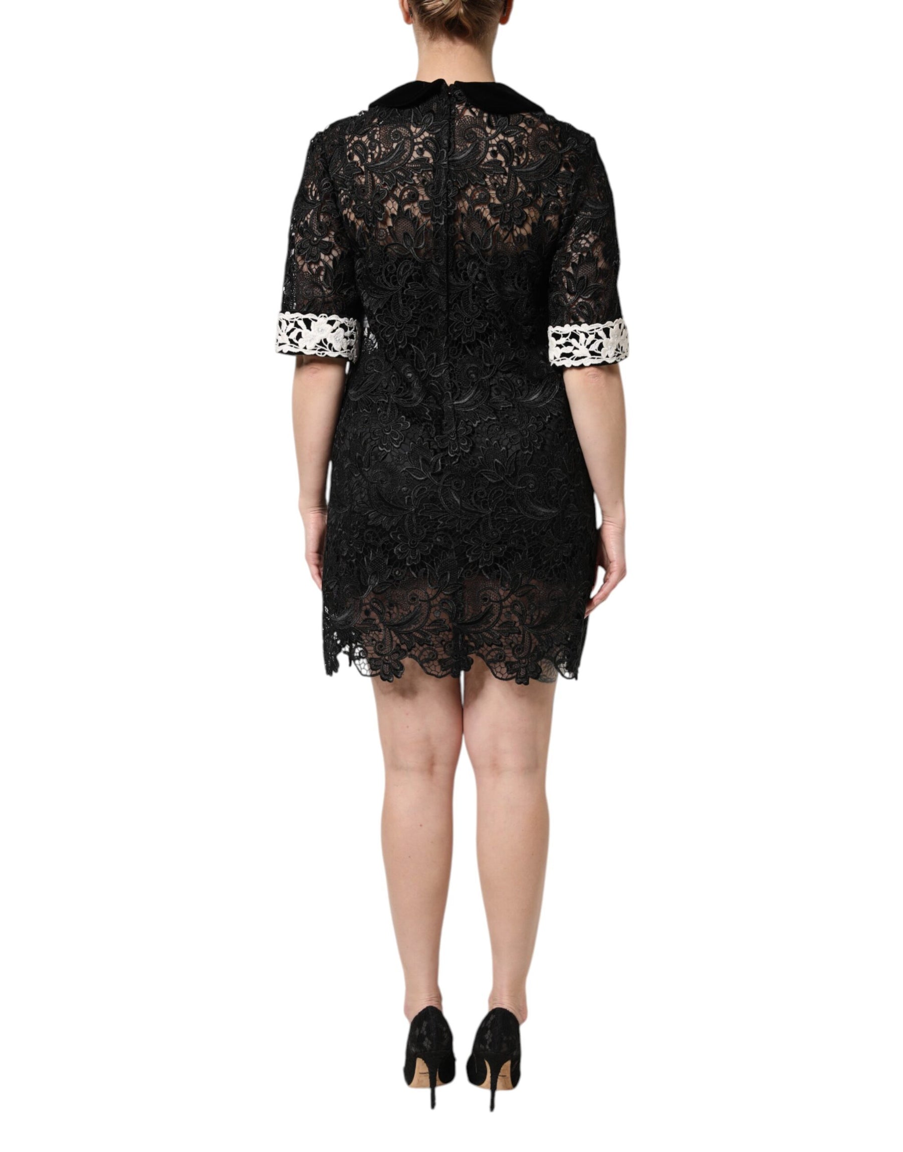 Dolce & Gabbana Black Floral Lace Embellished Mini Dress | Regal Royce