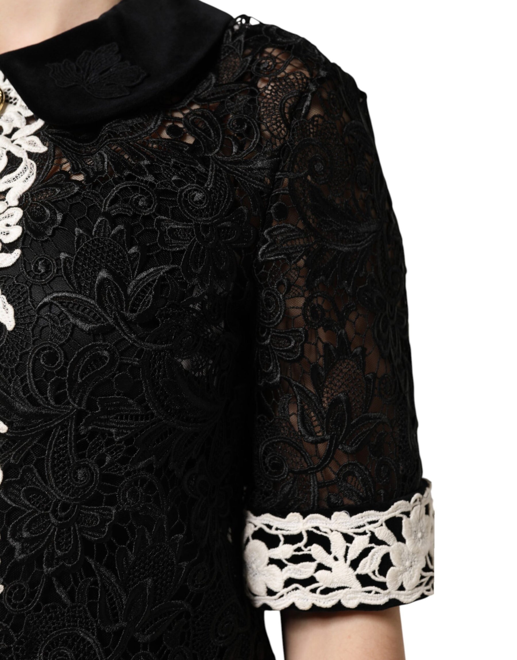 Dolce & Gabbana Black Floral Lace Embellished Mini Dress | Regal Royce