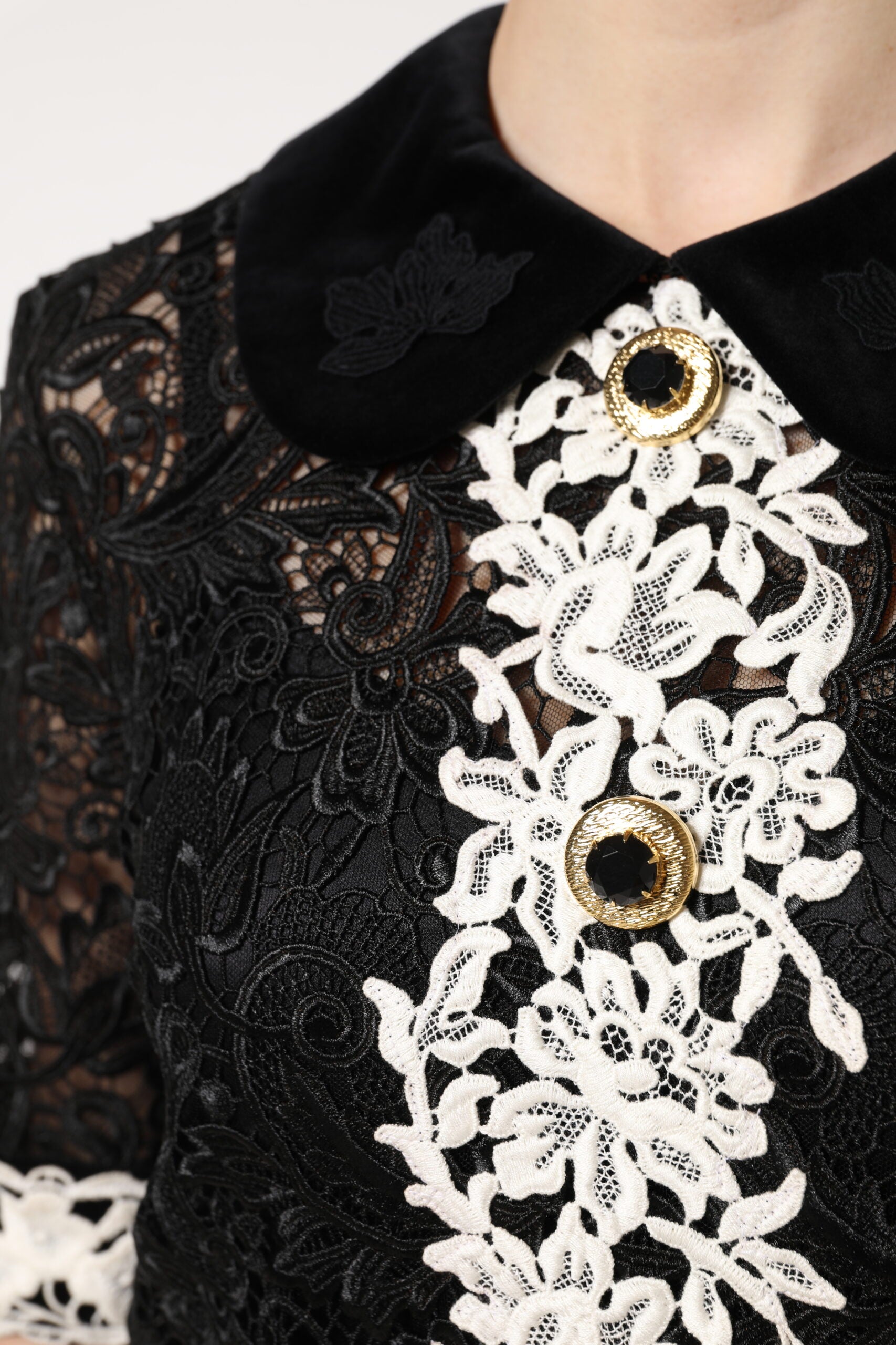 Dolce & Gabbana Black Floral Lace Embellished Mini Dress | Regal Royce