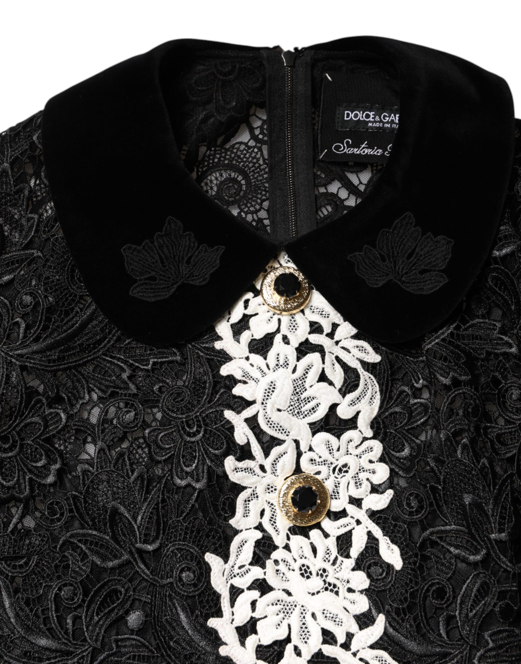 Dolce & Gabbana Black Floral Lace Embellished Mini Dress | Regal Royce