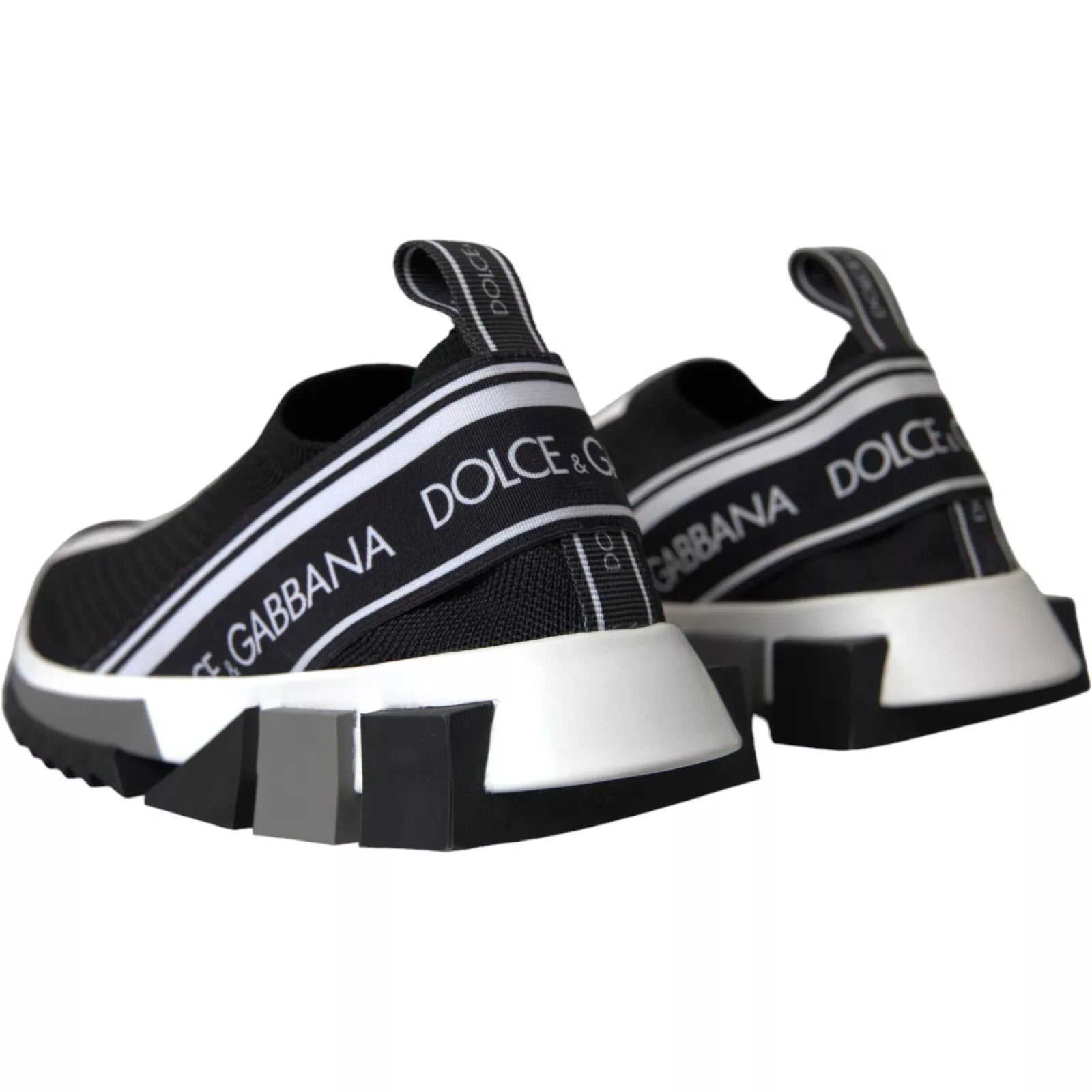 Dolce & Gabbana Black White Slip On Sorrento Sneakers Shoes | Regal Royce