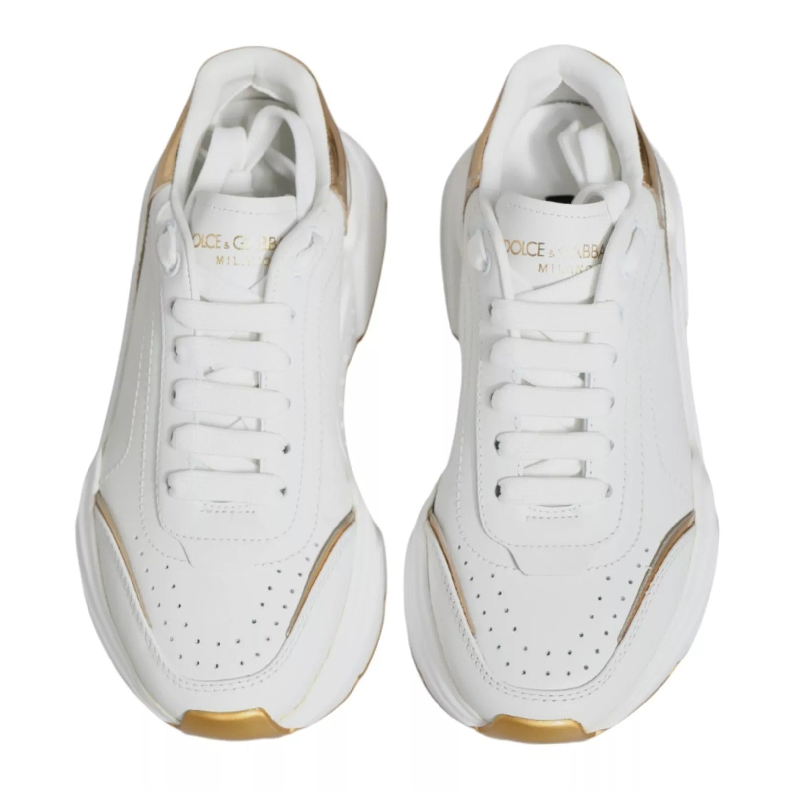 Dolce & Gabbana White Gold Daymaster Low Top Sneakers Shoes | Regal Royce