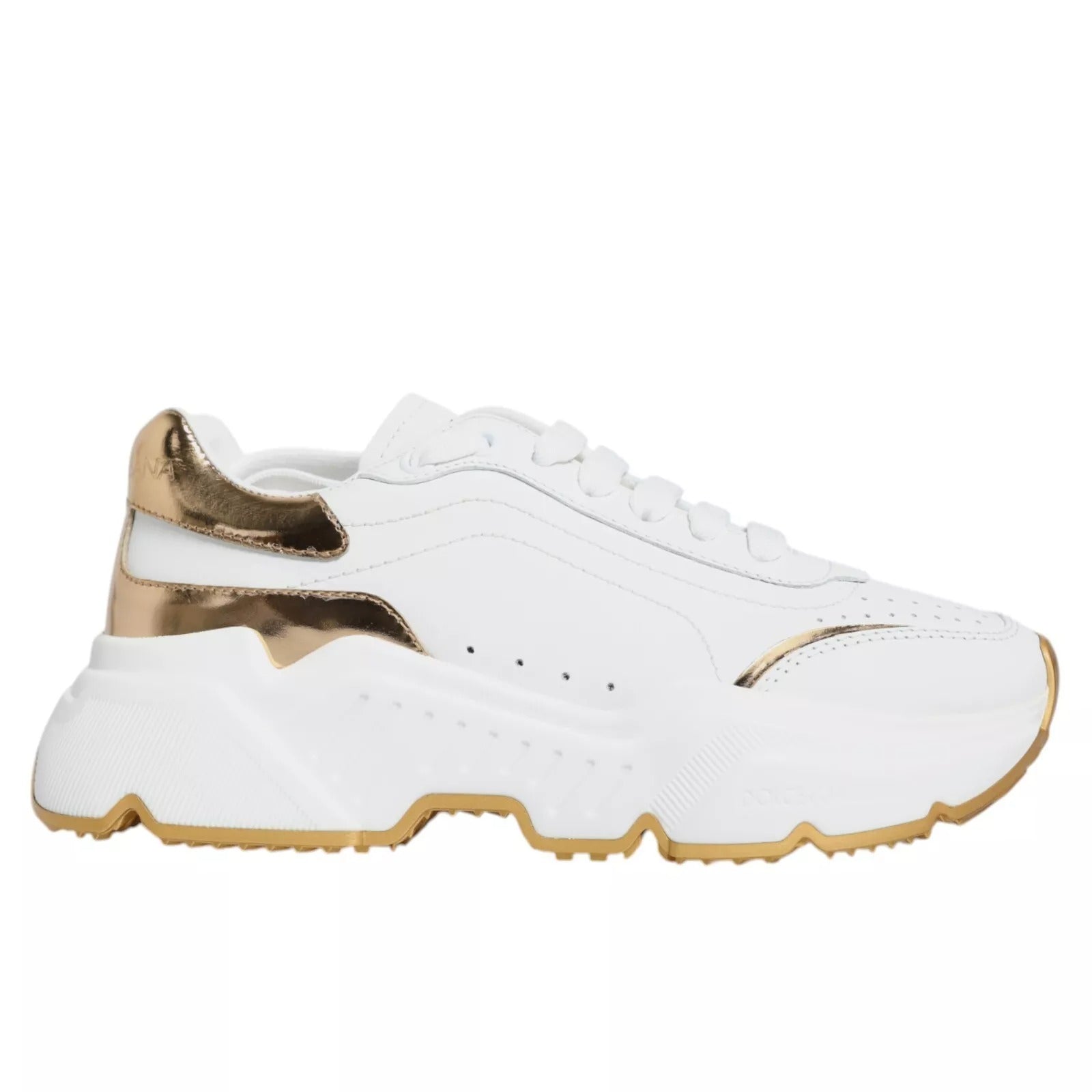 Dolce & Gabbana White Gold Daymaster Low Top Sneakers Shoes | Regal Royce