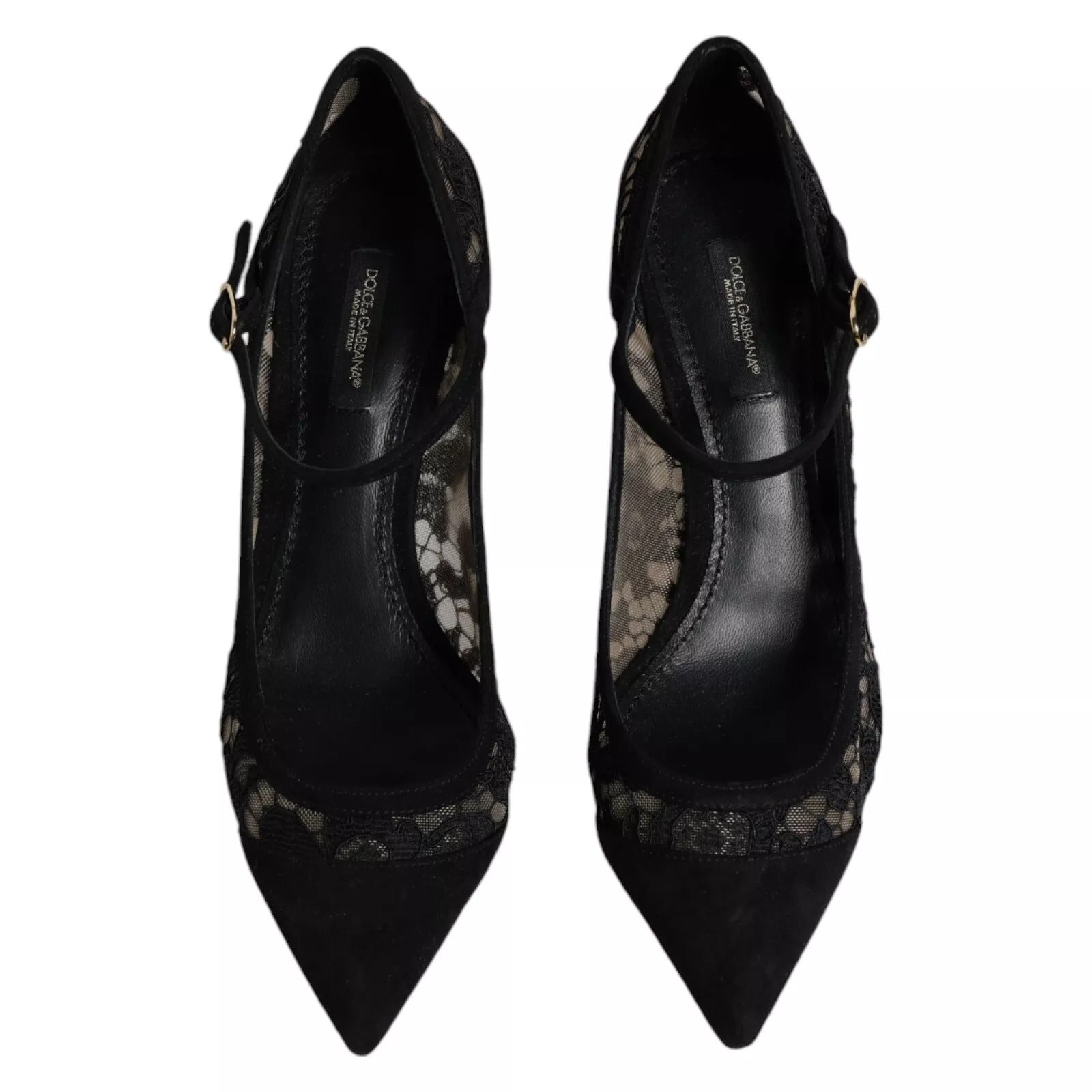 Dolce & Gabbana Black Mary Jane Taormina Lace Pumps Shoes | Regal Royce
