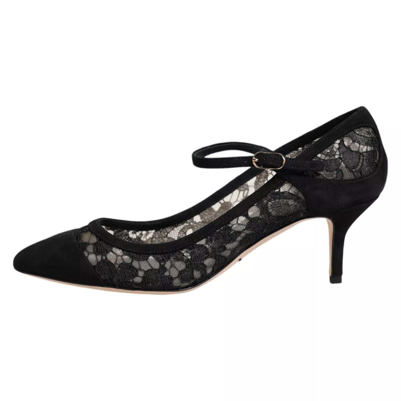 Dolce & Gabbana Black Mary Jane Taormina Lace Pumps Shoes | Regal Royce