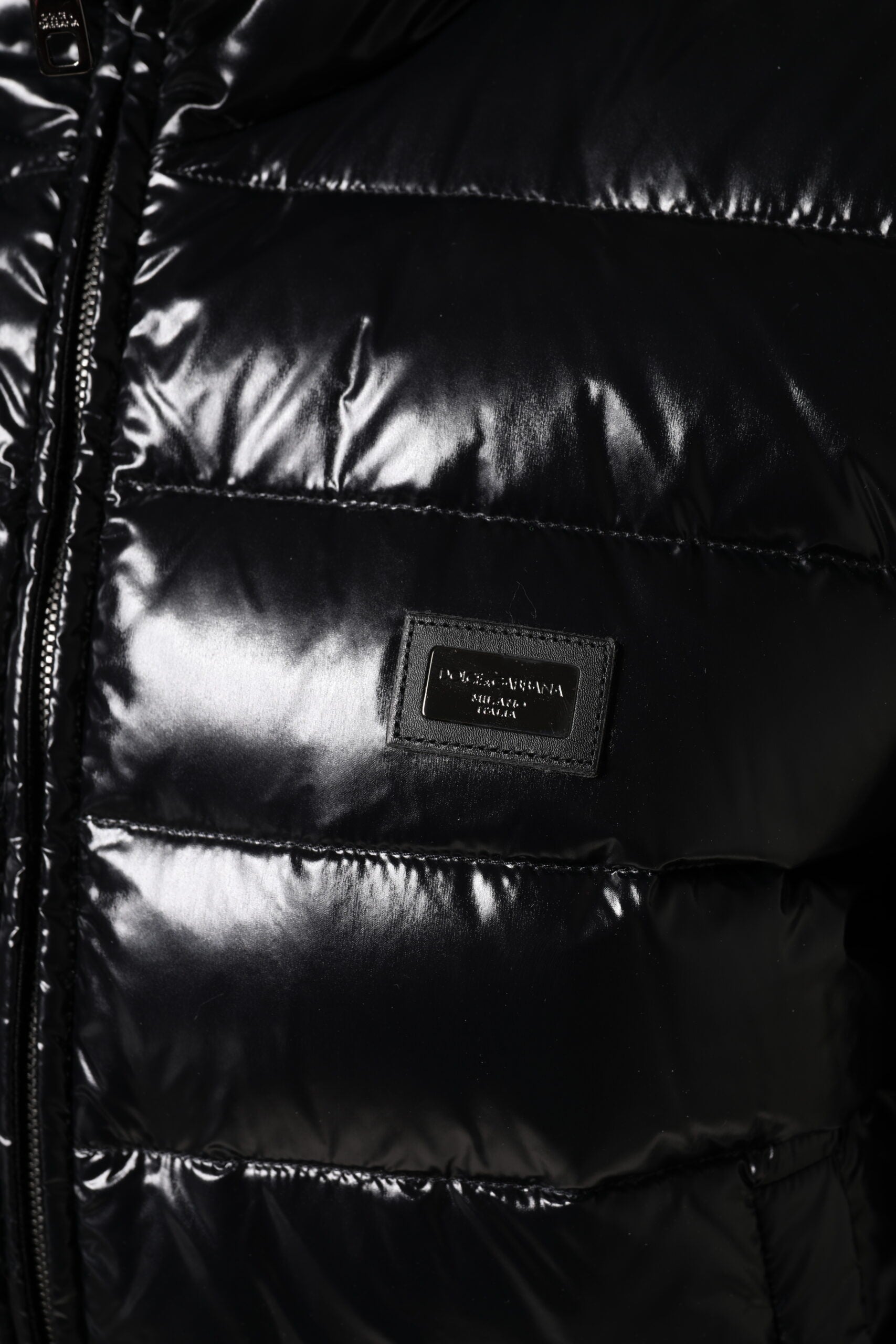 Dolce & Gabbana Black Logo Plaque Full Zip Puffer Jacket | Regal Royce