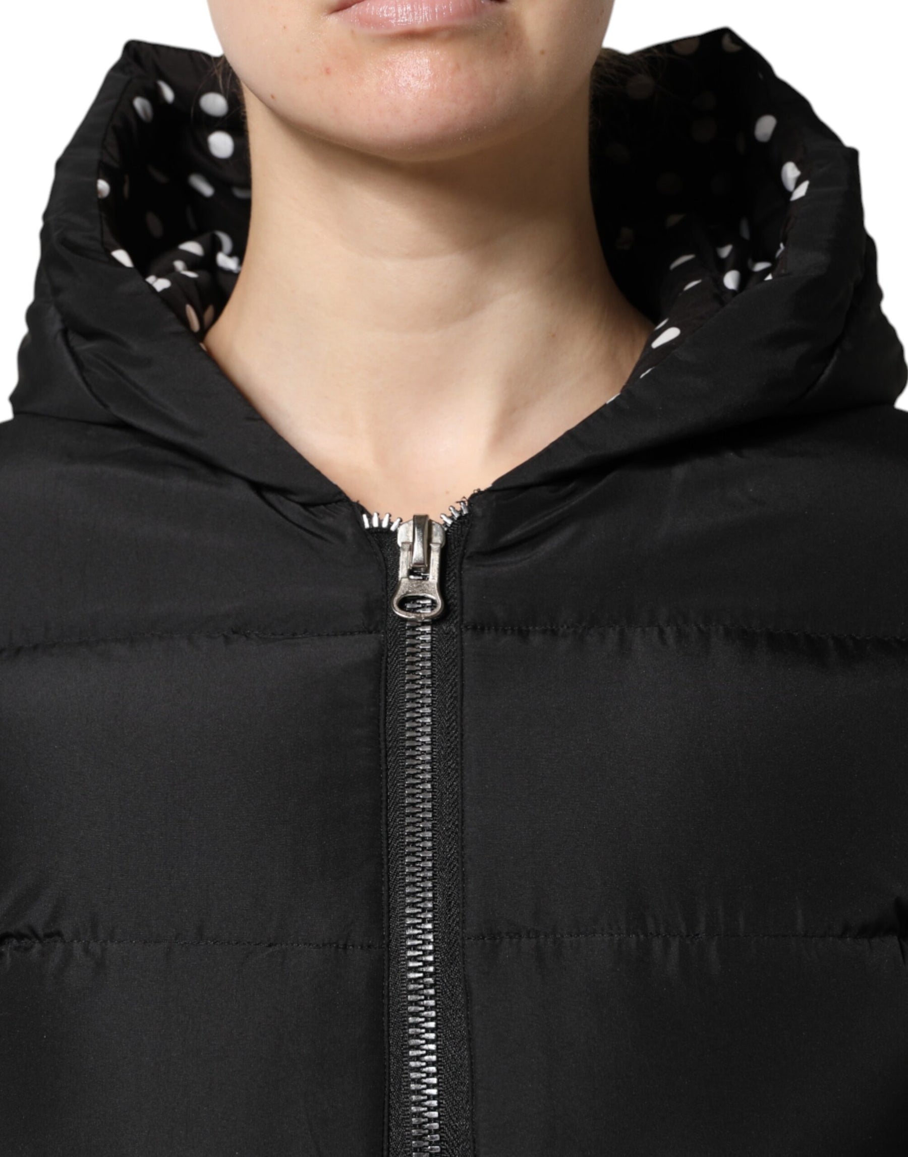 Dolce & Gabbana Black Puffer Hooded Zip Reversible Jacket | Regal Royce