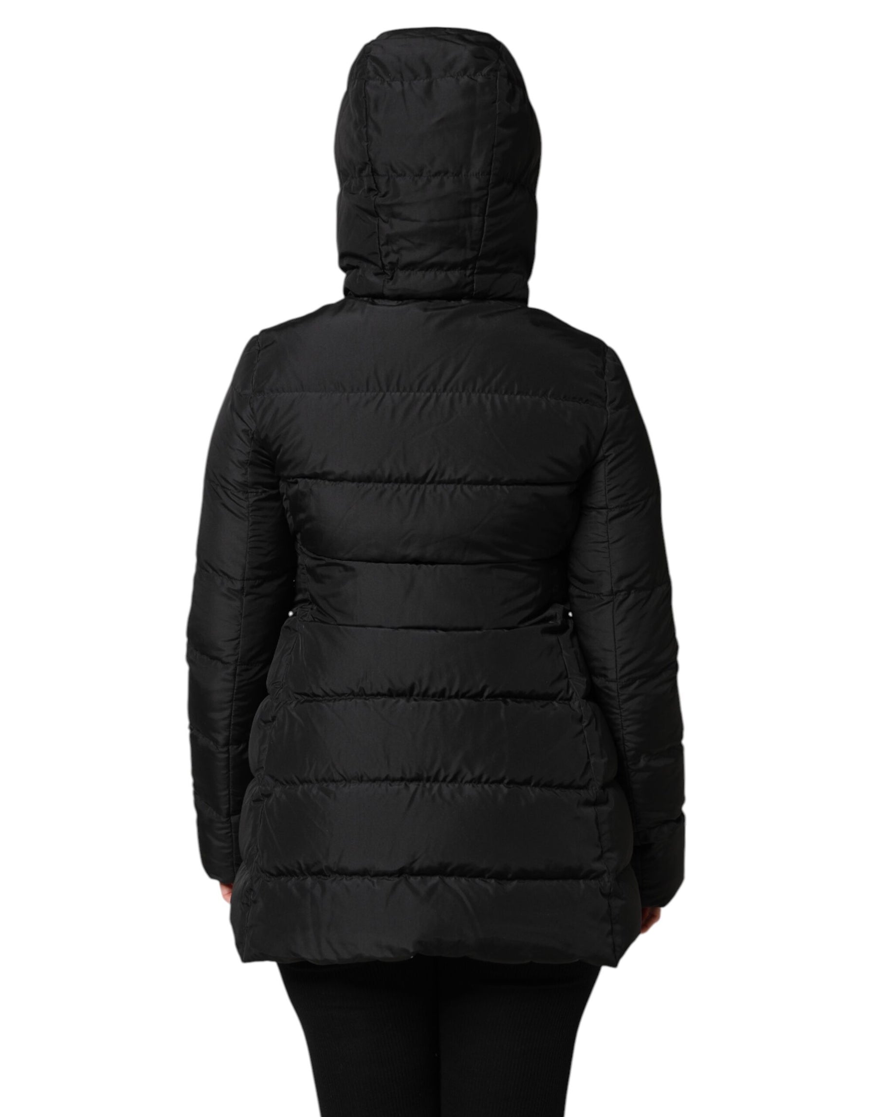 Dolce & Gabbana Black Puffer Hooded Zip Reversible Jacket | Regal Royce