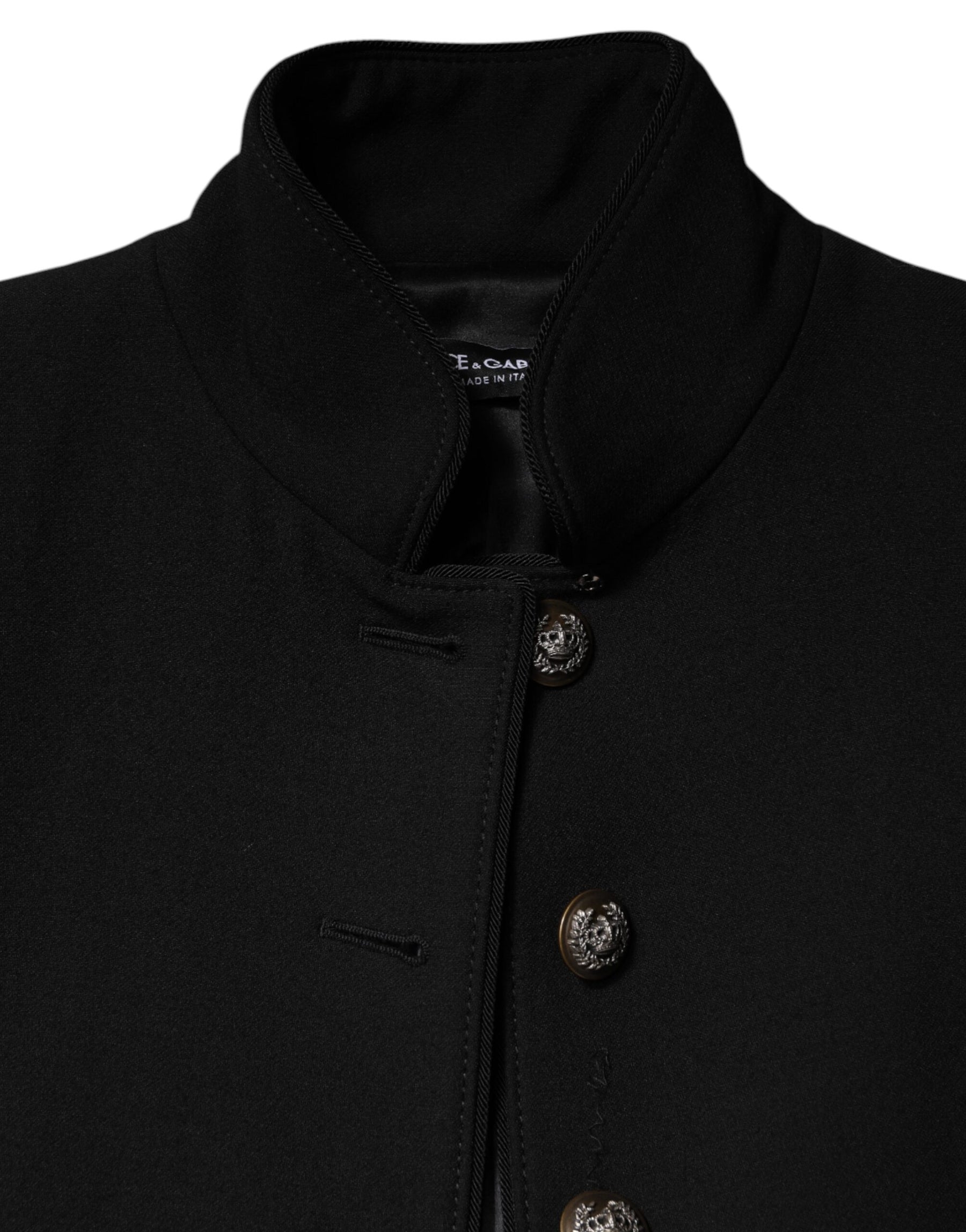 Dolce & Gabbana Black Wool Single Breasted Trench Coat Jacket | Regal Royce
