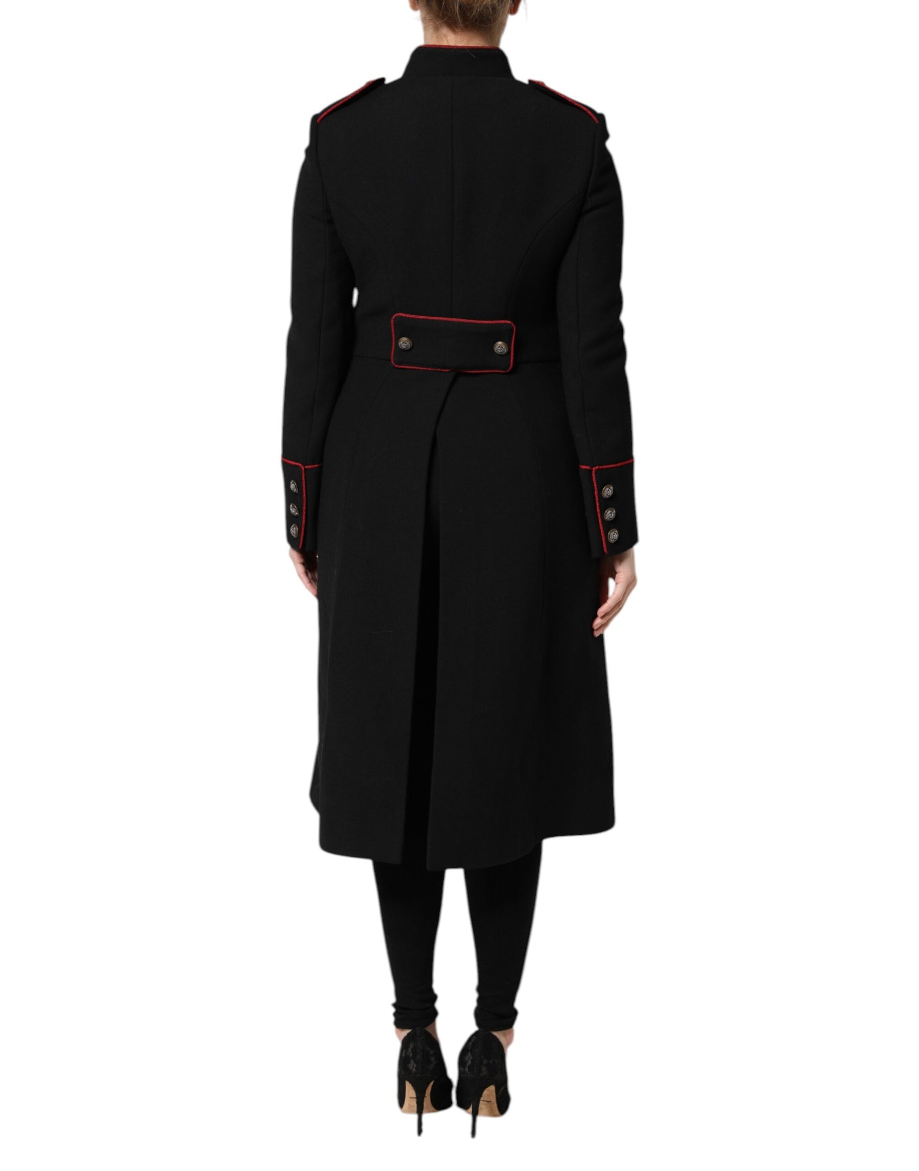 Dolce & Gabbana Black Wool Single Breasted Trench Coat Jacket | Regal Royce