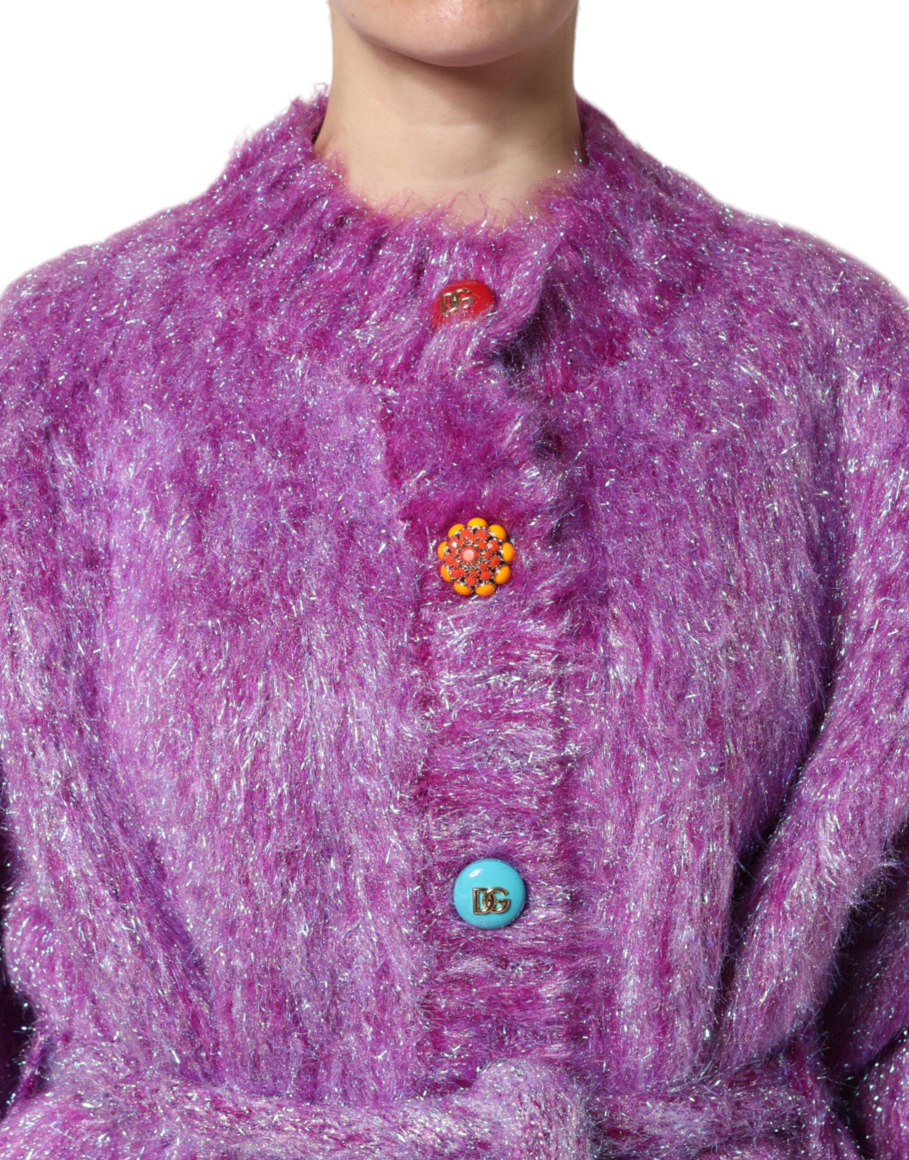 Dolce & Gabbana Purple Button Embellished Trench Coat Jacket | Regal Royce