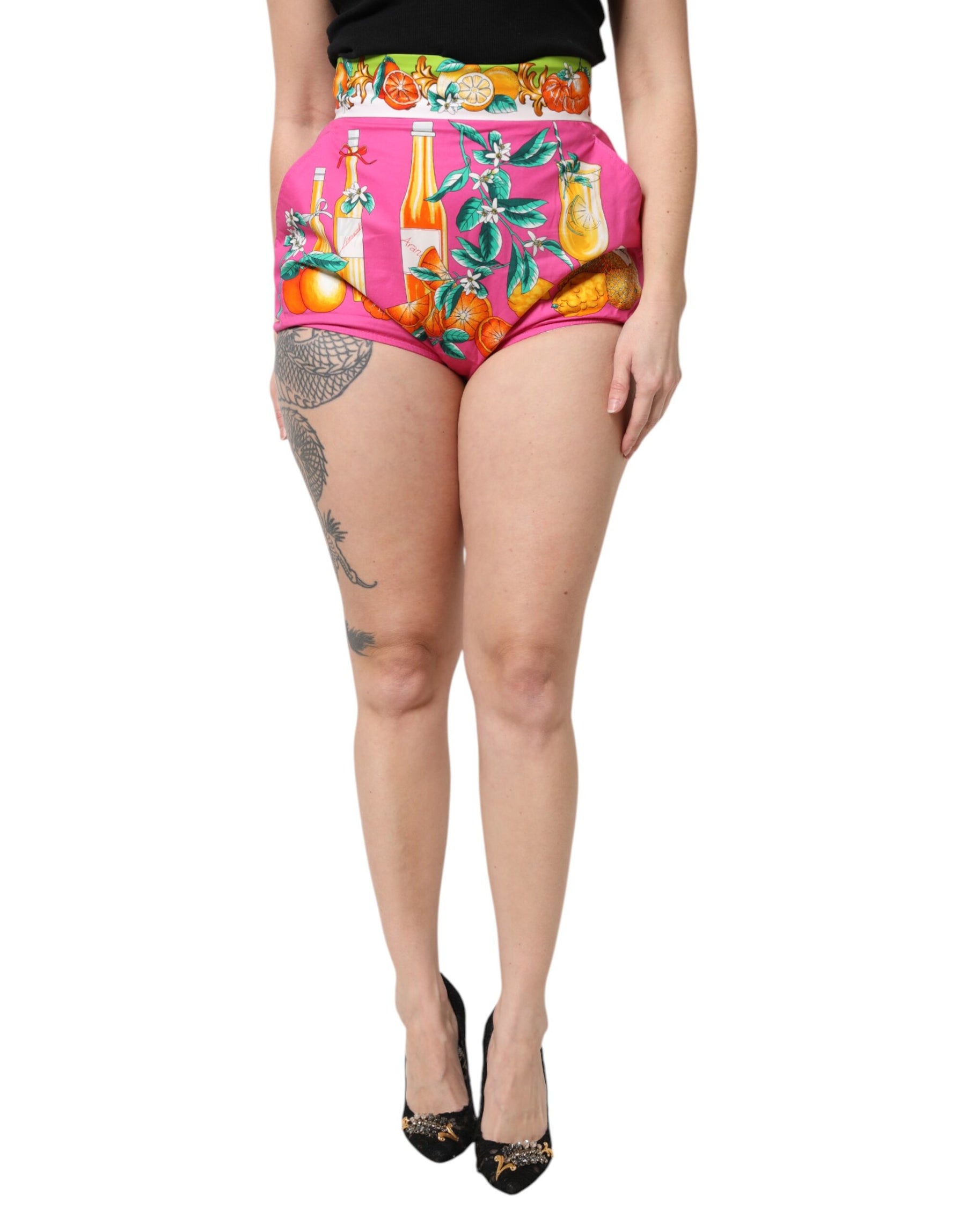 Dolce & Gabbana Pink Printed High Waist Hot Pants Shorts | Regal Royce
