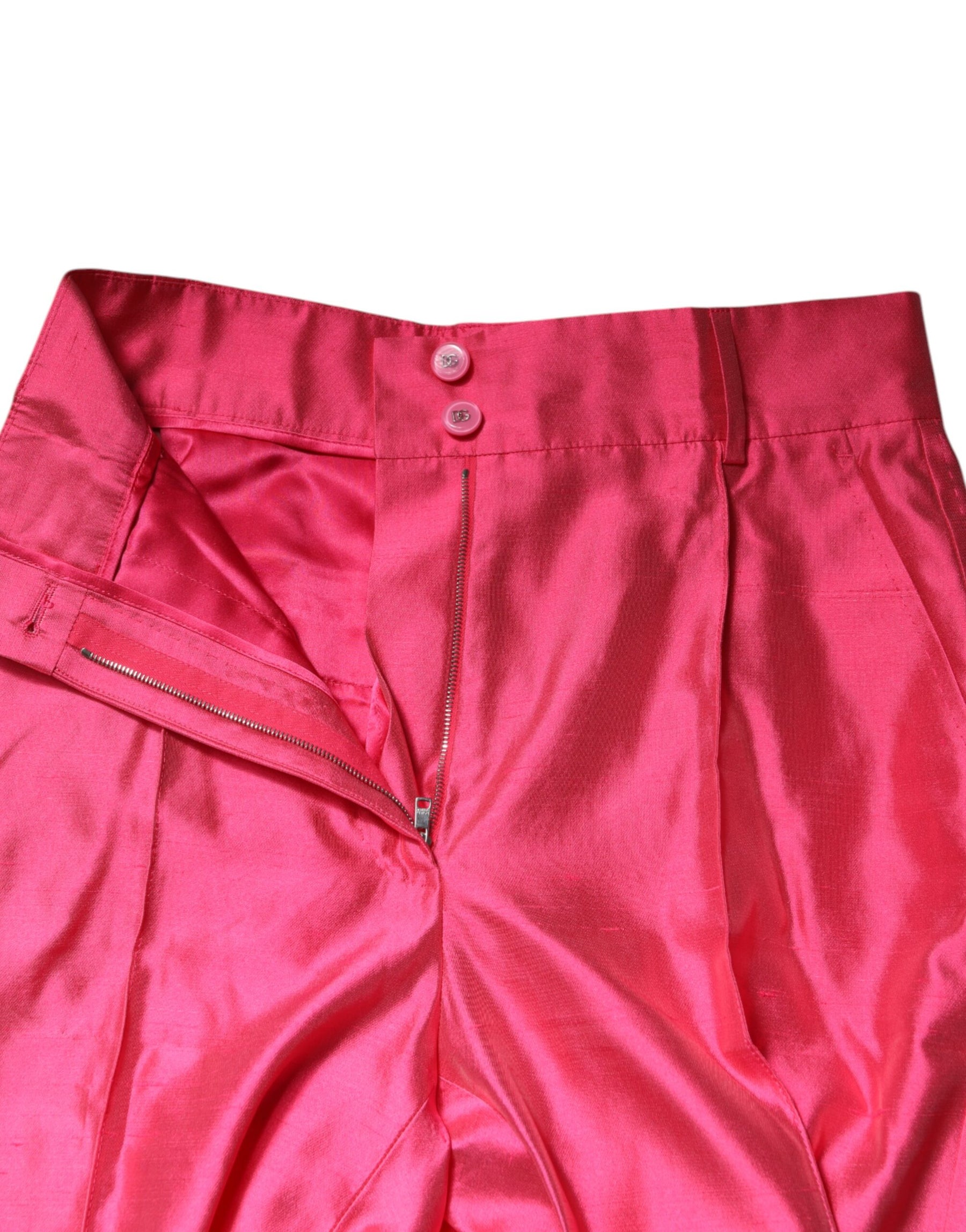Dolce & Gabbana Pink Silk High Waist Tapered Pants | Regal Royce