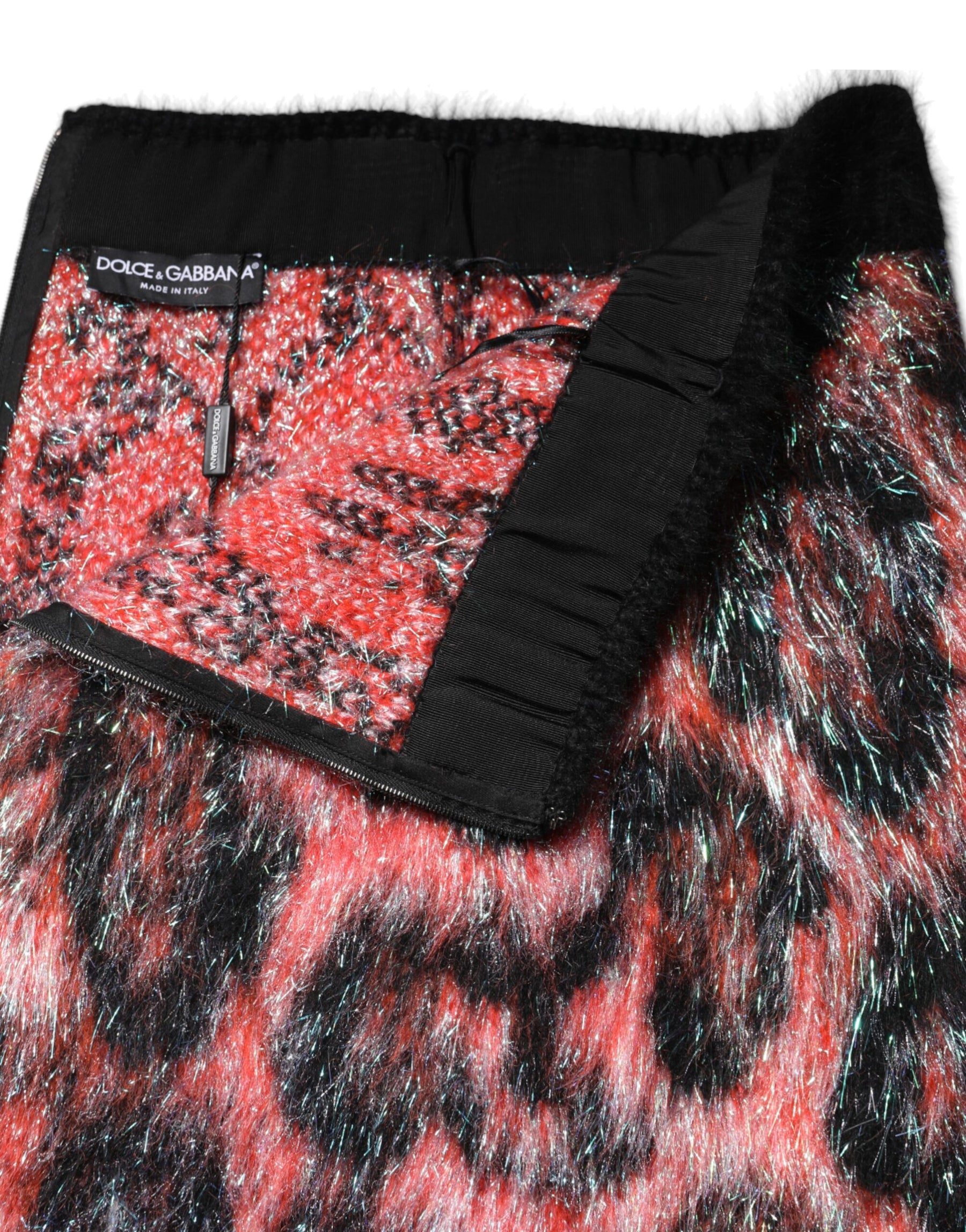 Dolce & Gabbana Multicolor Plush High Waist Mini Skirt | Regal Royce