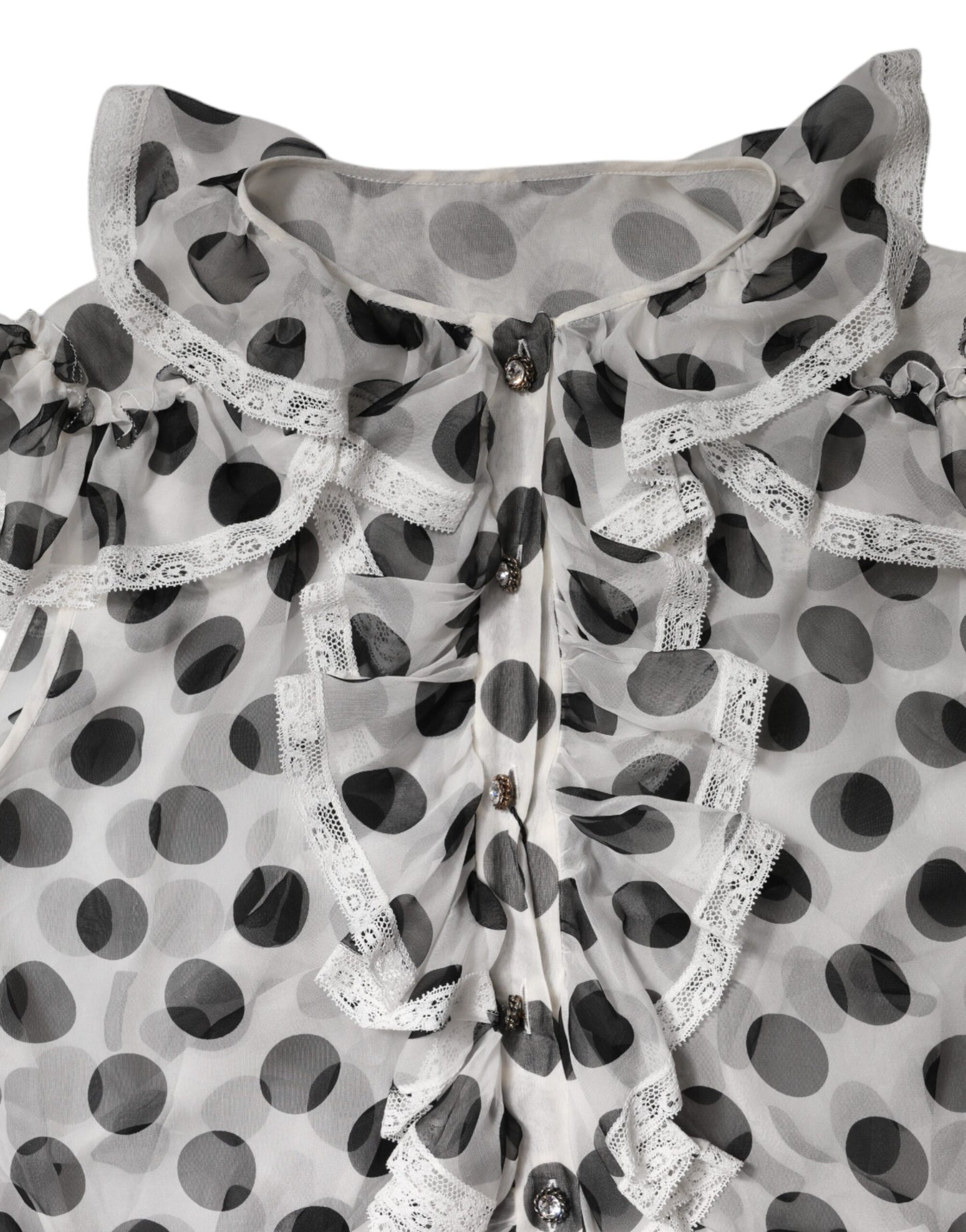 Dolce & Gabbana White Black Polka Dot Cotton Sleeveless Top | Regal Royce