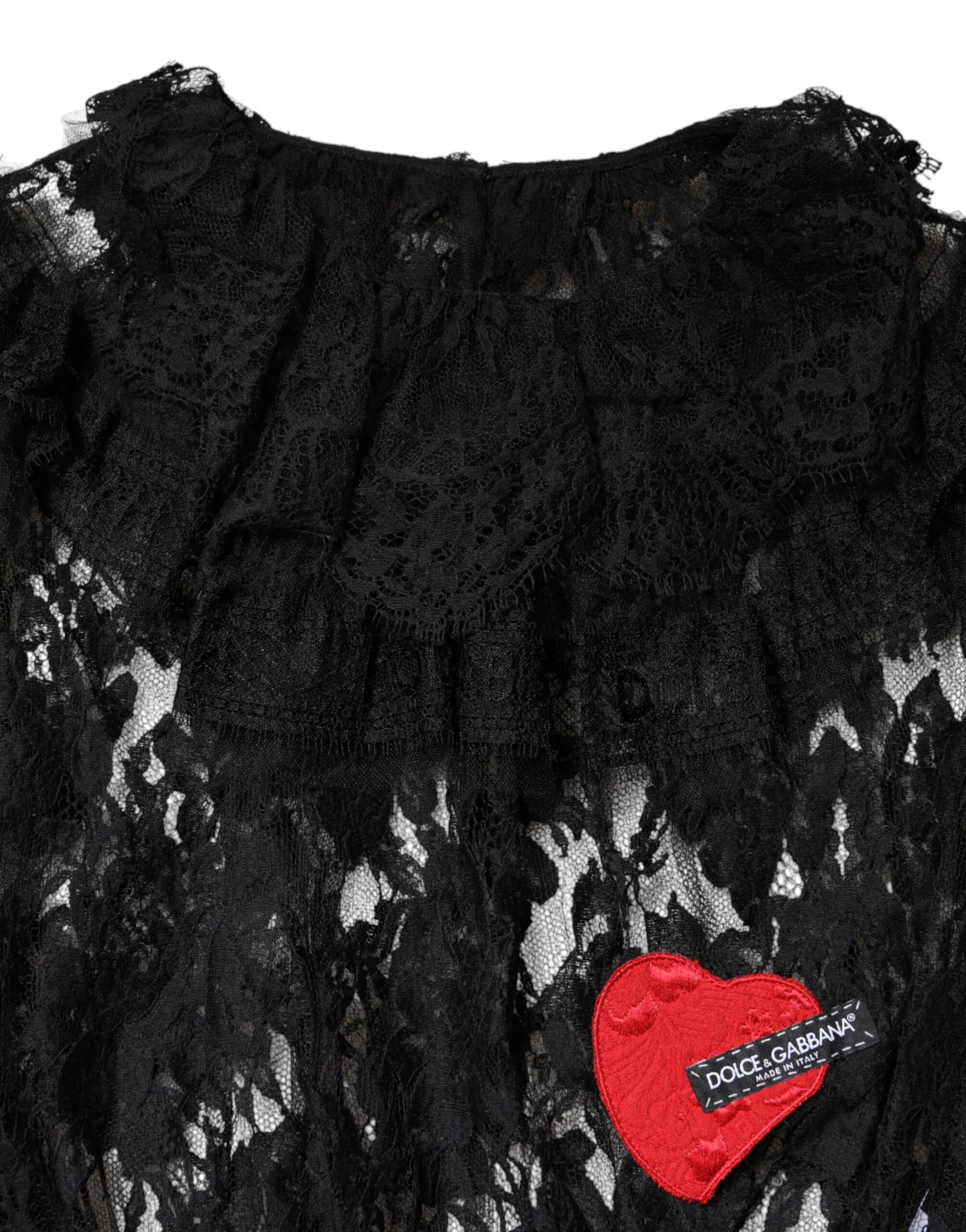 Dolce & Gabbana Black Cotton Floral Lace Women Blouse Top | Regal Royce