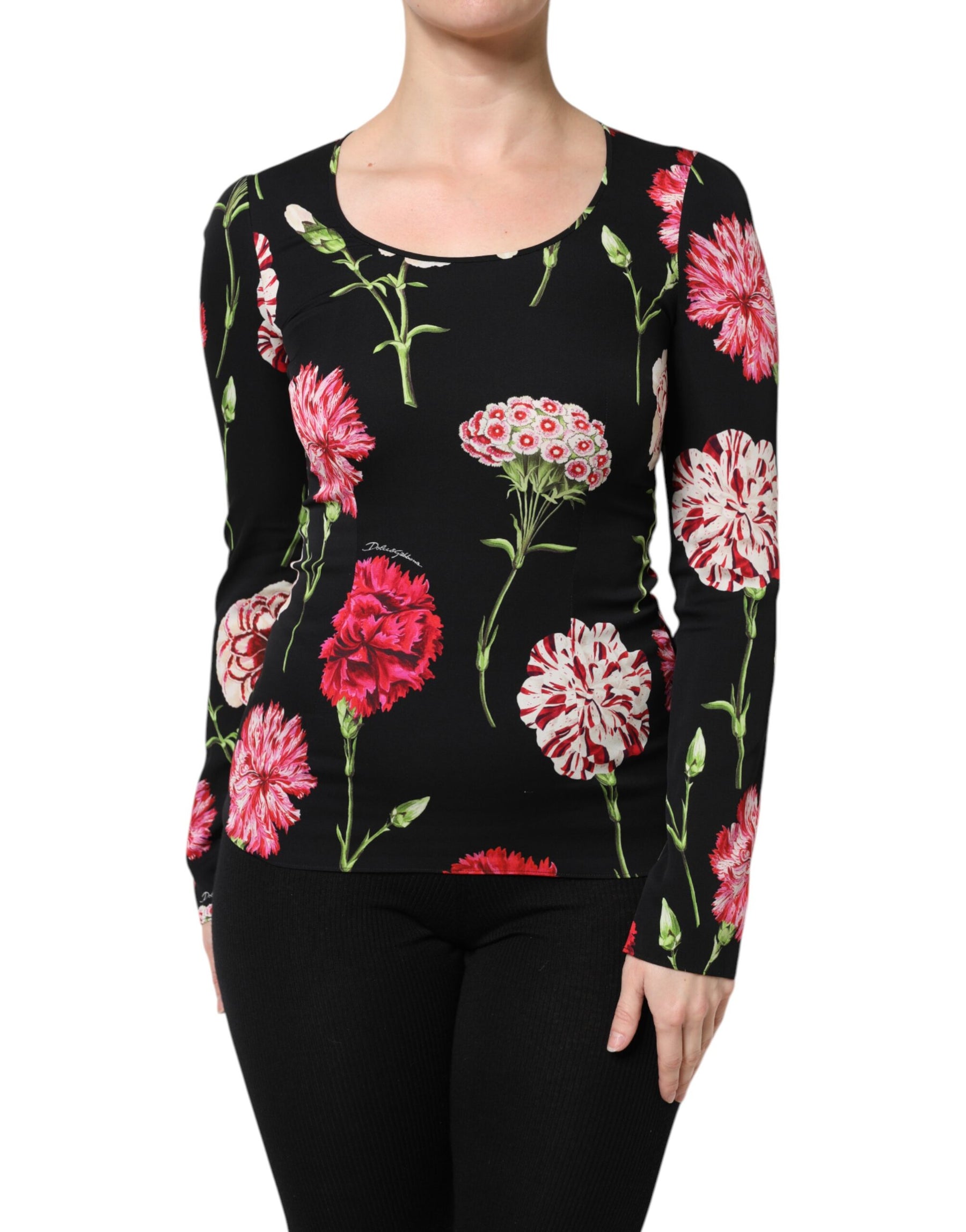 Dolce & Gabbana Black Floral Long Sleeve Women Blouse Top | Regal Royce