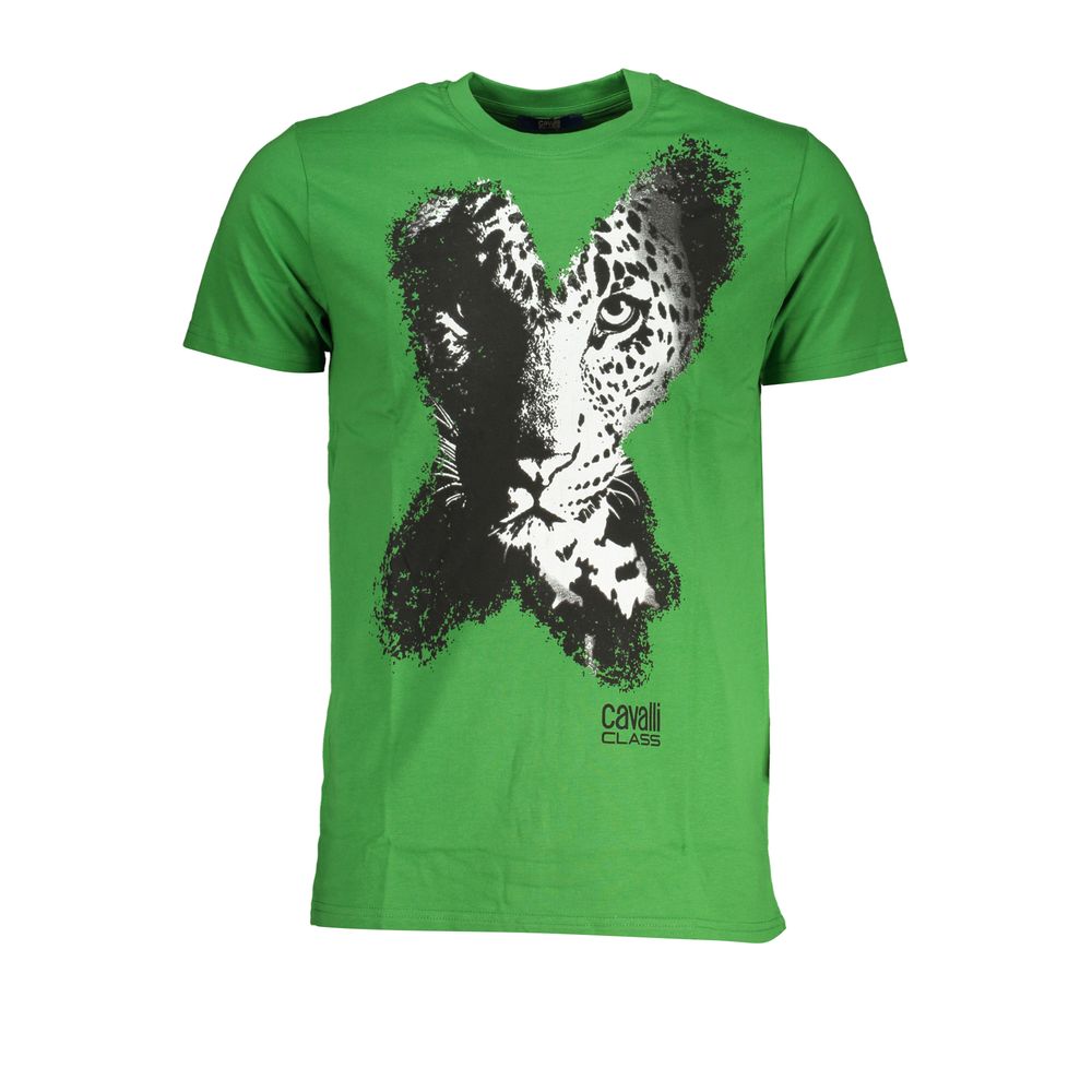 Cavalli Class Verde Cotton Men T-Shirt | Regal Royce