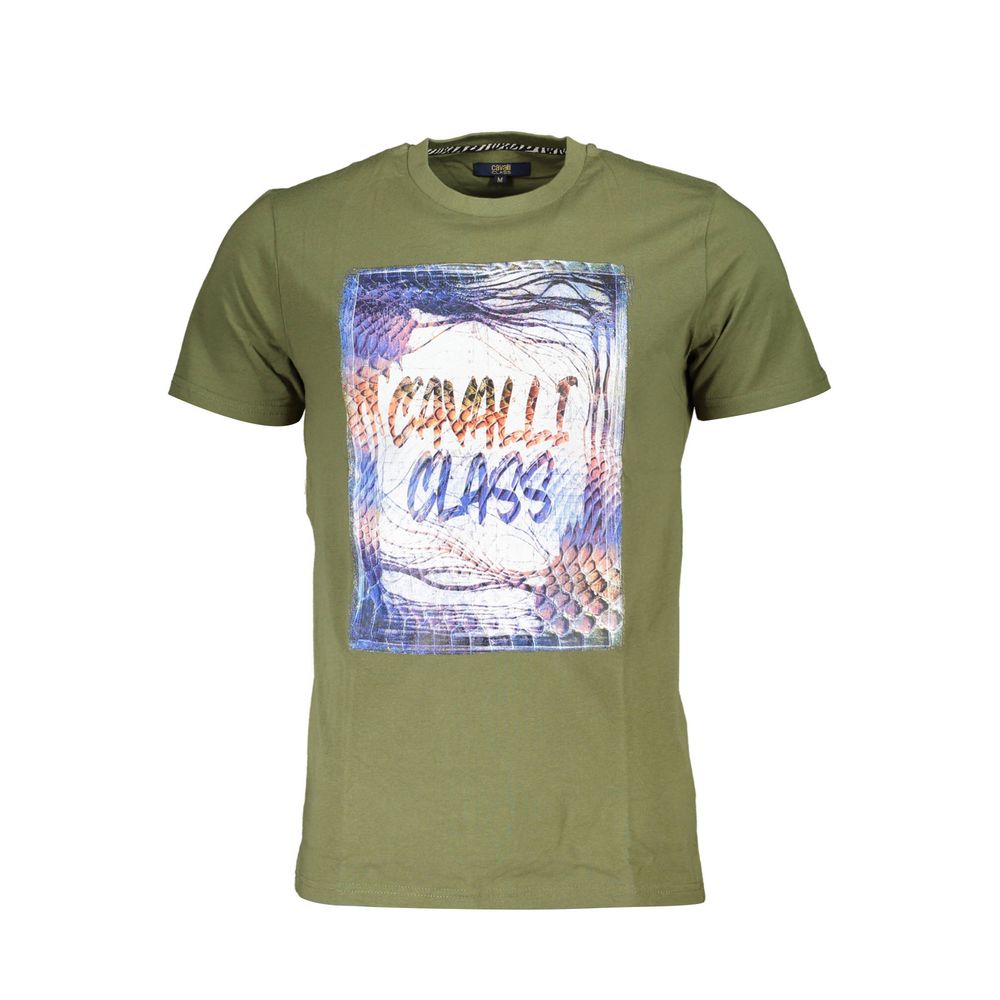 Cavalli Class Verde Cotton Men T-Shirt | Regal Royce