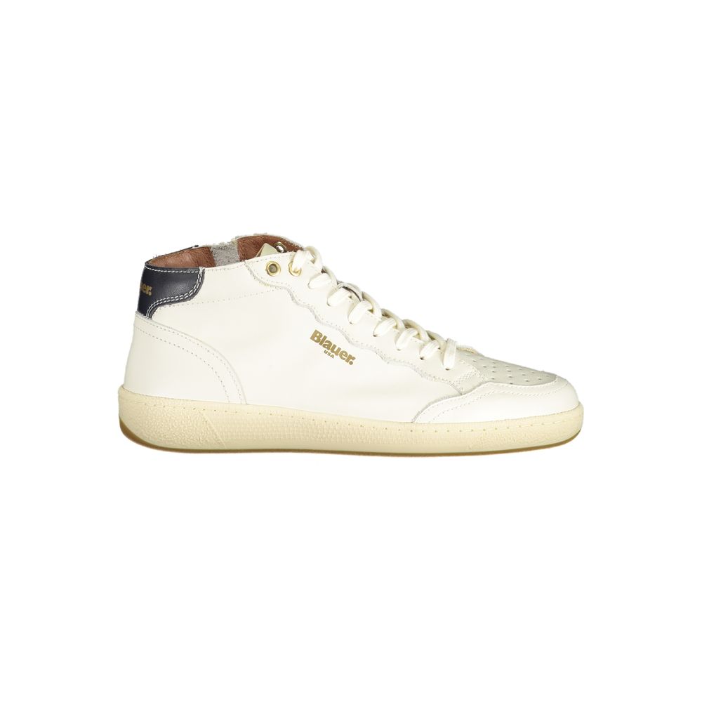 Blauer White Leather Men Sneaker | Regal Royce
