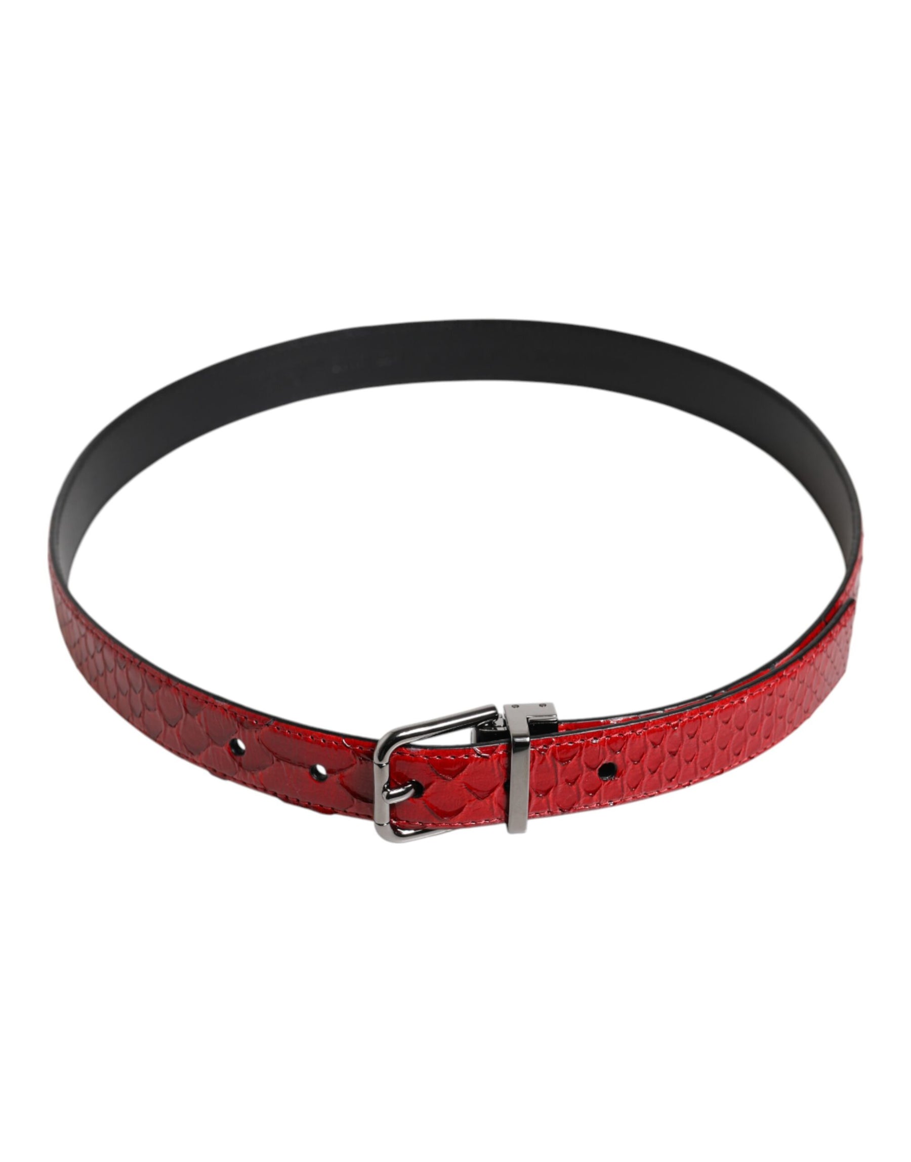 Dolce & Gabbana Red Exotic Leather Brass Metal Buckle Belt | Regal Royce