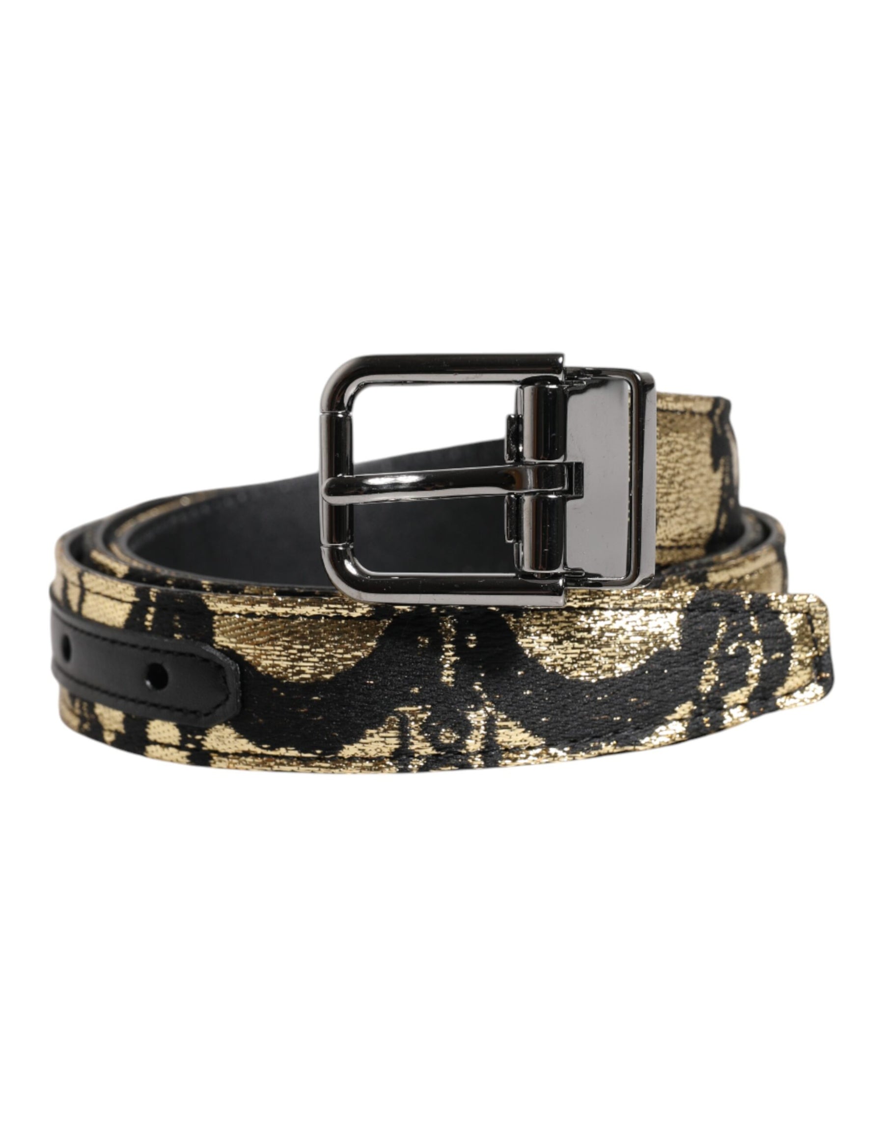 Dolce & Gabbana Multicolor Jacquard Leather Metal Buckle Belt | Regal Royce