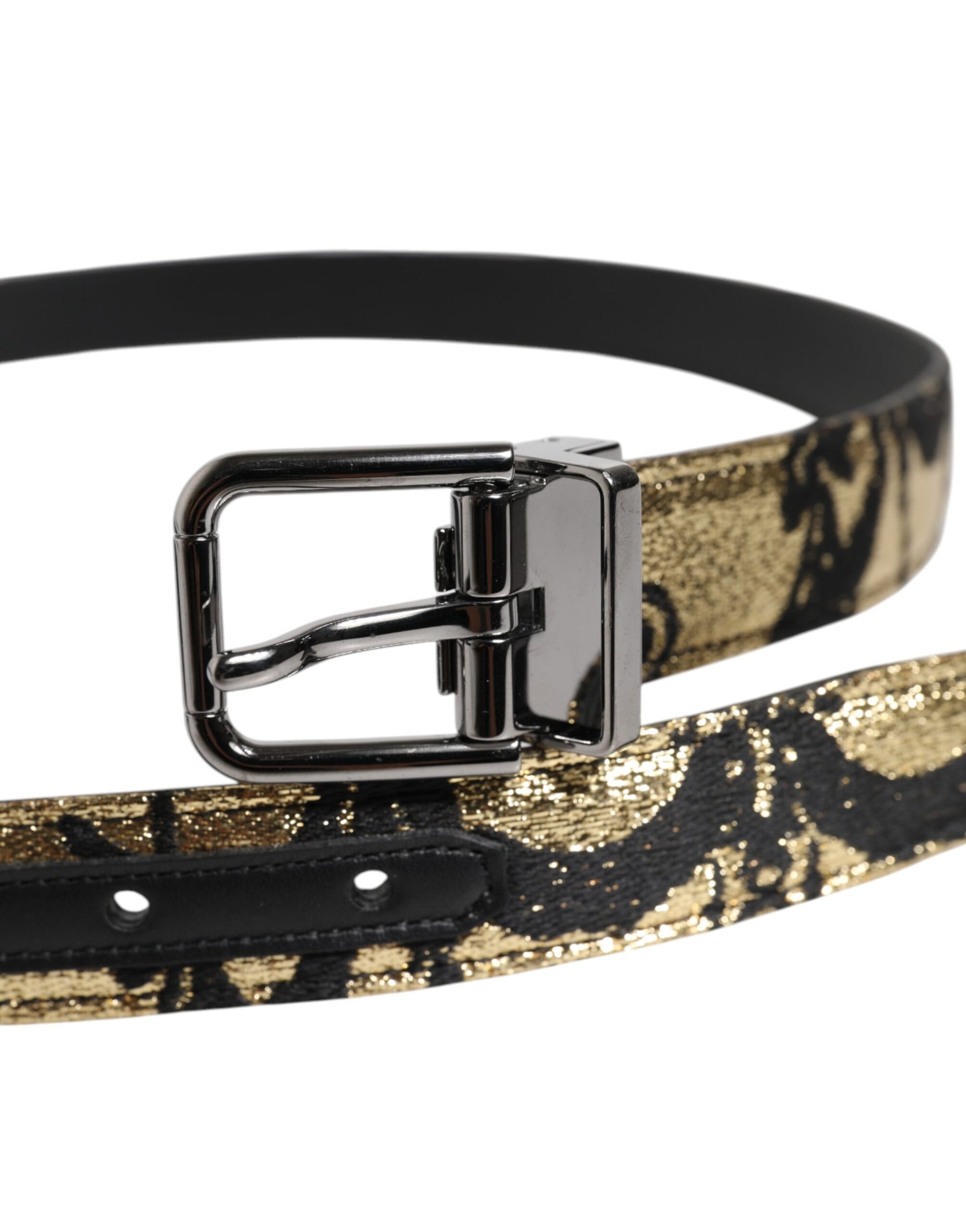 Dolce & Gabbana Multicolor Jacquard Leather Metal Buckle Belt | Regal Royce
