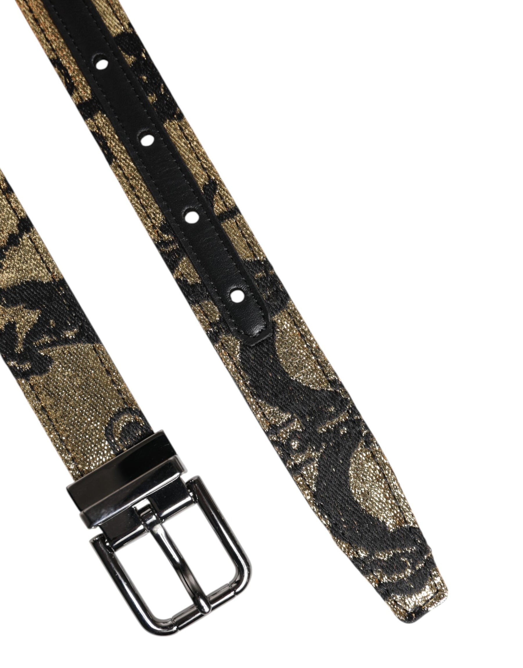 Dolce & Gabbana Multicolor Jacquard Leather Metal Buckle Belt | Regal Royce