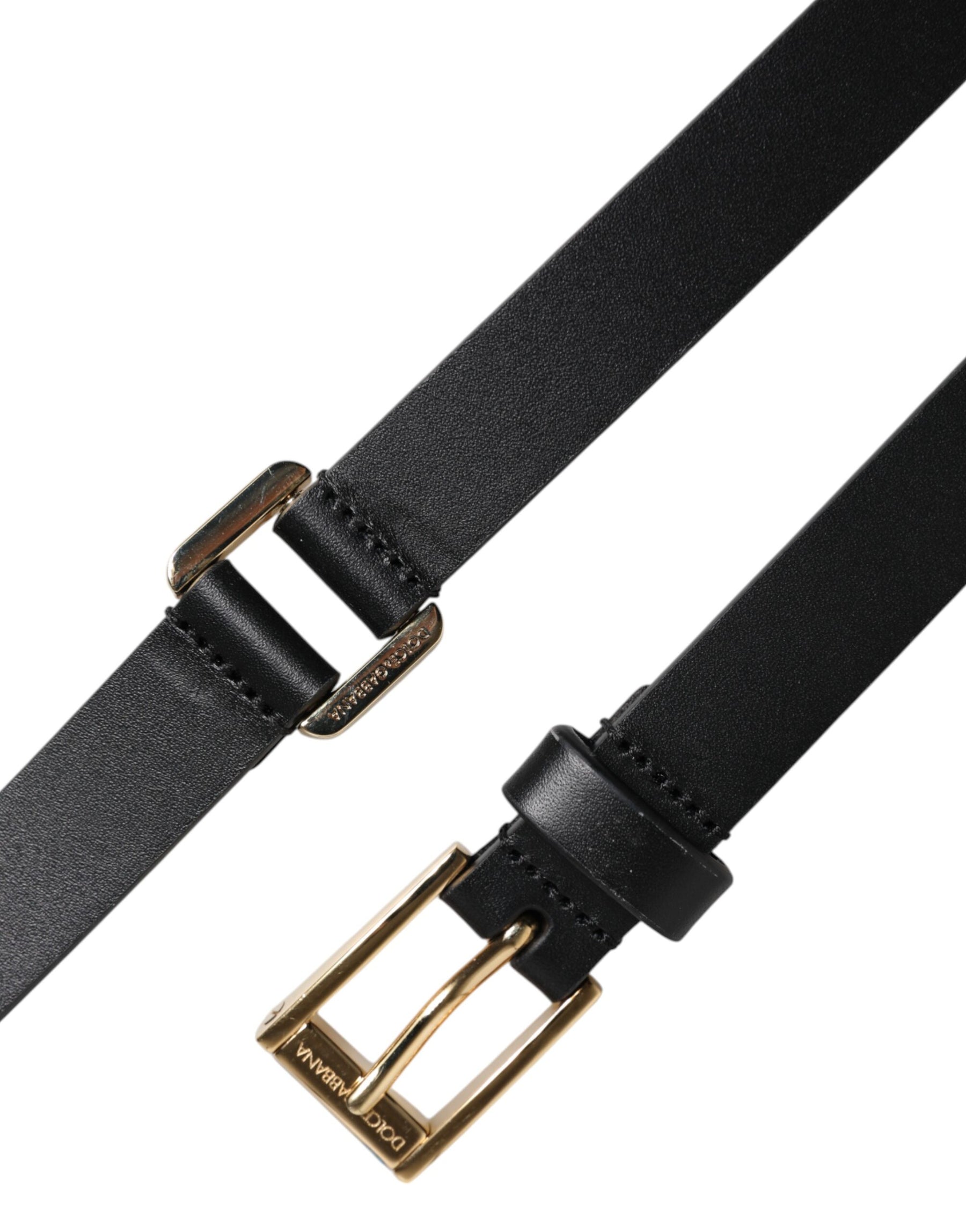 Dolce & Gabbana Black Classic Gold Metal Logo Buckle Belt | Regal Royce