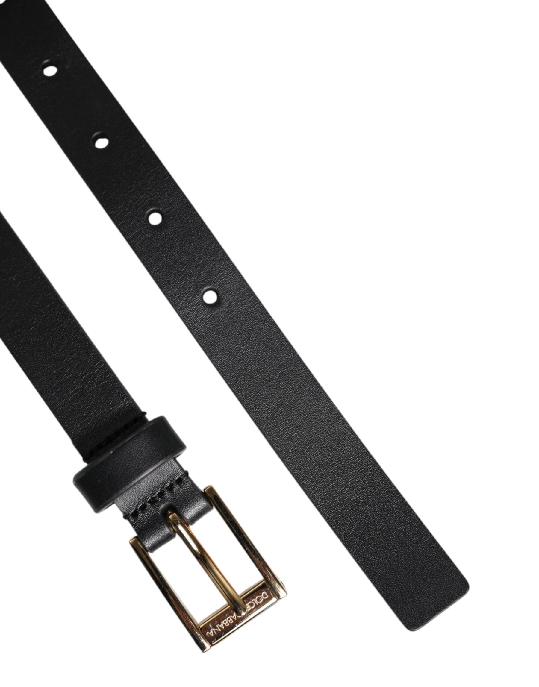 Dolce & Gabbana Black Classic Gold Metal Logo Buckle Belt | Regal Royce