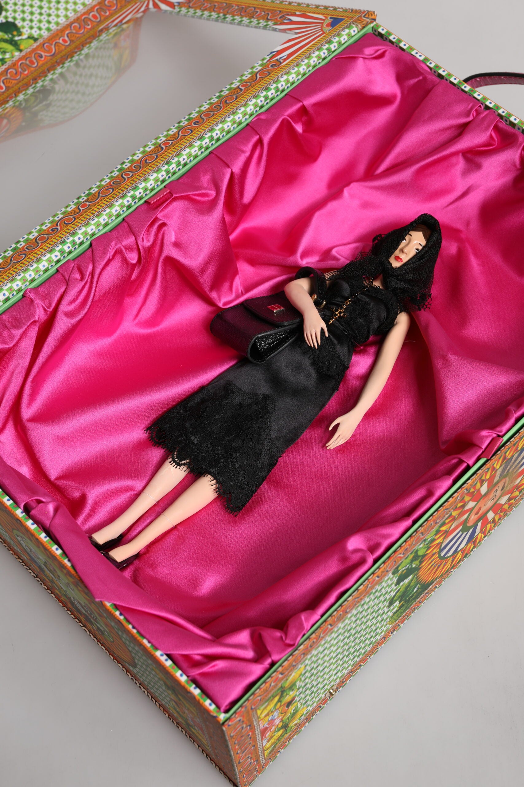 Dolce & Gabbana Black Dress Ceramic Porcelain Fashion Leather Sicily Dolls | Regal Royce