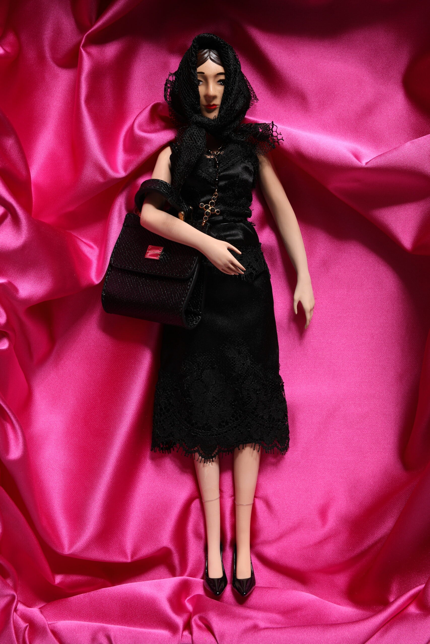 Dolce & Gabbana Black Dress Ceramic Porcelain Fashion Leather Sicily Dolls | Regal Royce