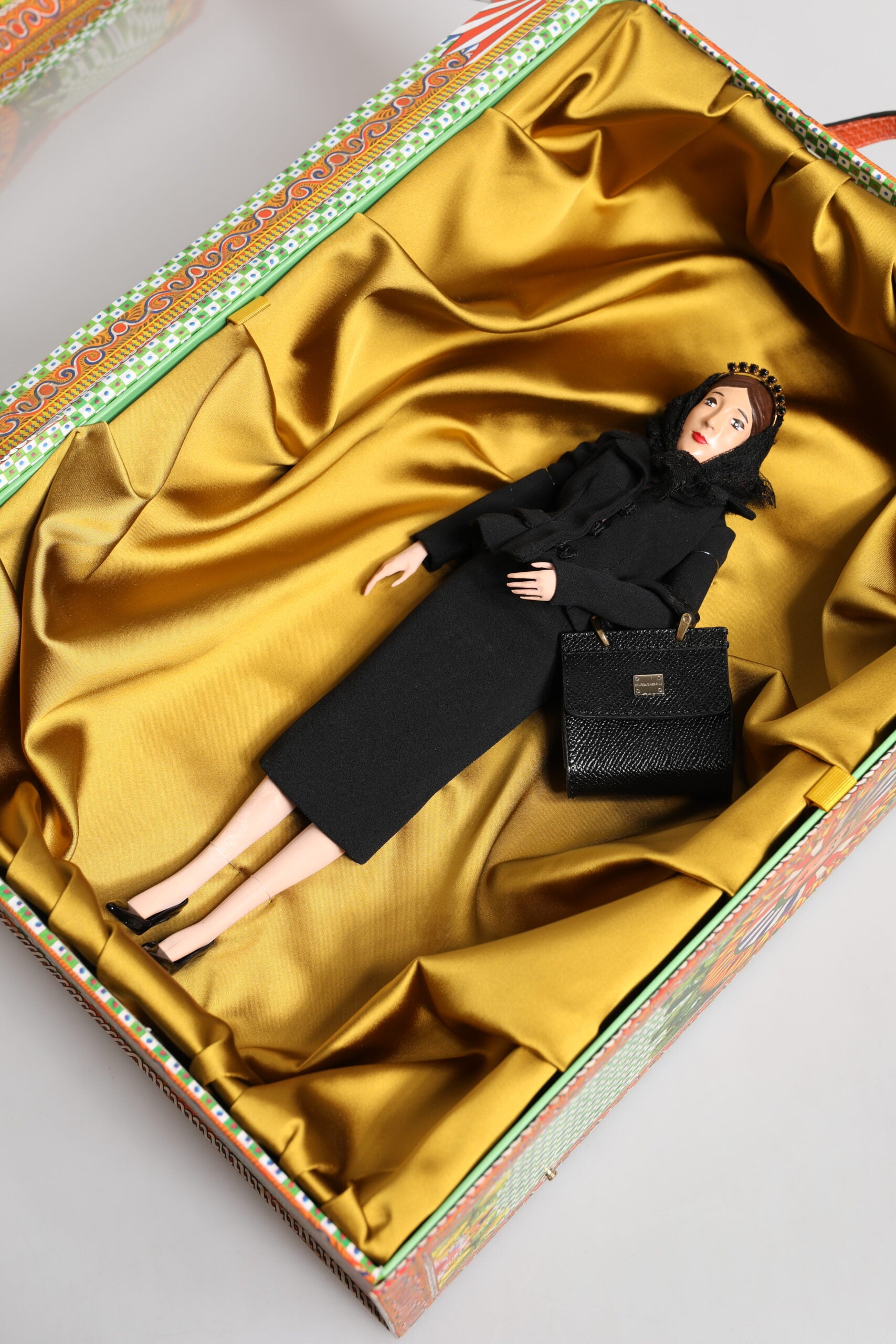 Dolce & Gabbana Black Dress Ceramic Porcelain Fashion Leather Sicily Dolls | Regal Royce