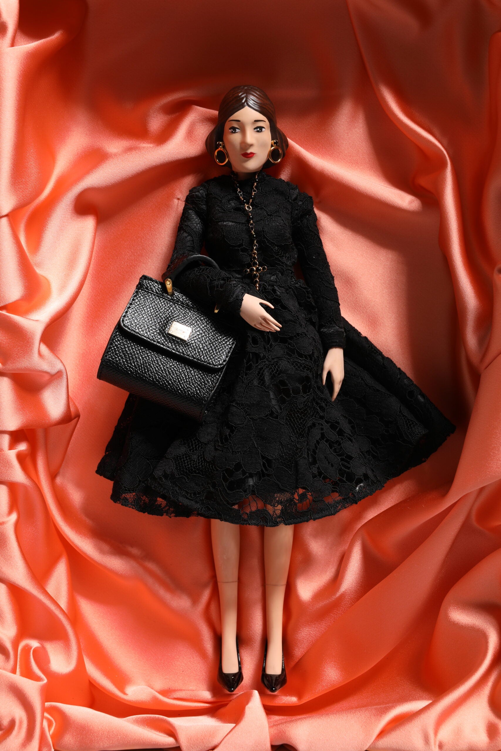 Dolce & Gabbana Black Dress Ceramic Porcelain Fashion Leather Sicily Dolls | Regal Royce