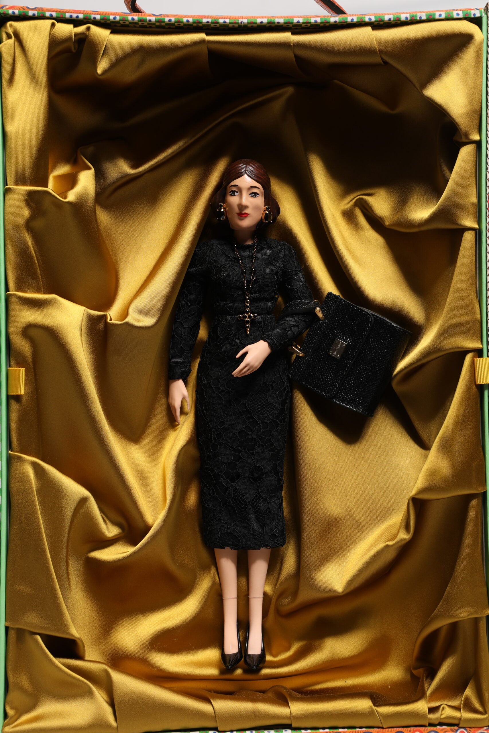Dolce & Gabbana Black Dress Ceramic Porcelain Fashion Leather Sicily Dolls | Regal Royce