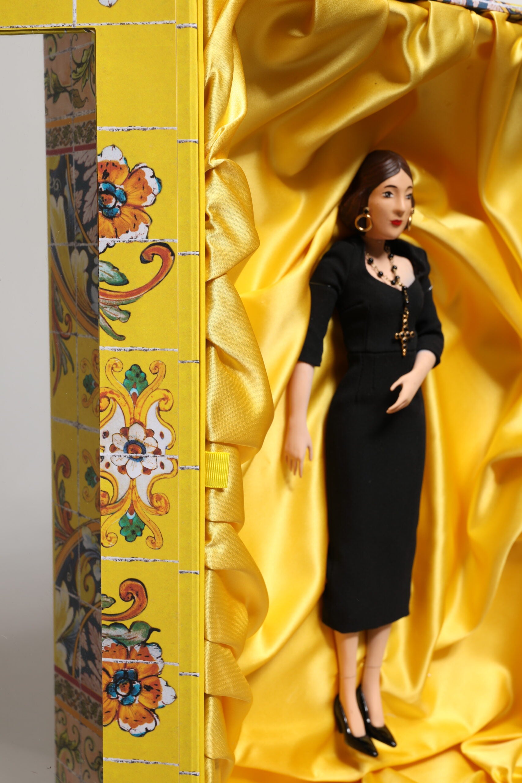 Dolce & Gabbana Black Dress Ceramic Porcelain Fashion Leather Sicily Dolls | Regal Royce
