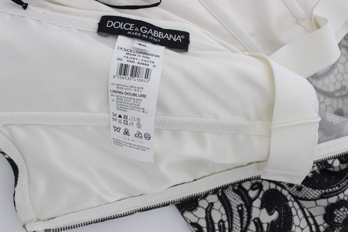 Dolce & Gabbana White Floral Lace Silk Corset Maxi Dress | Regal Royce