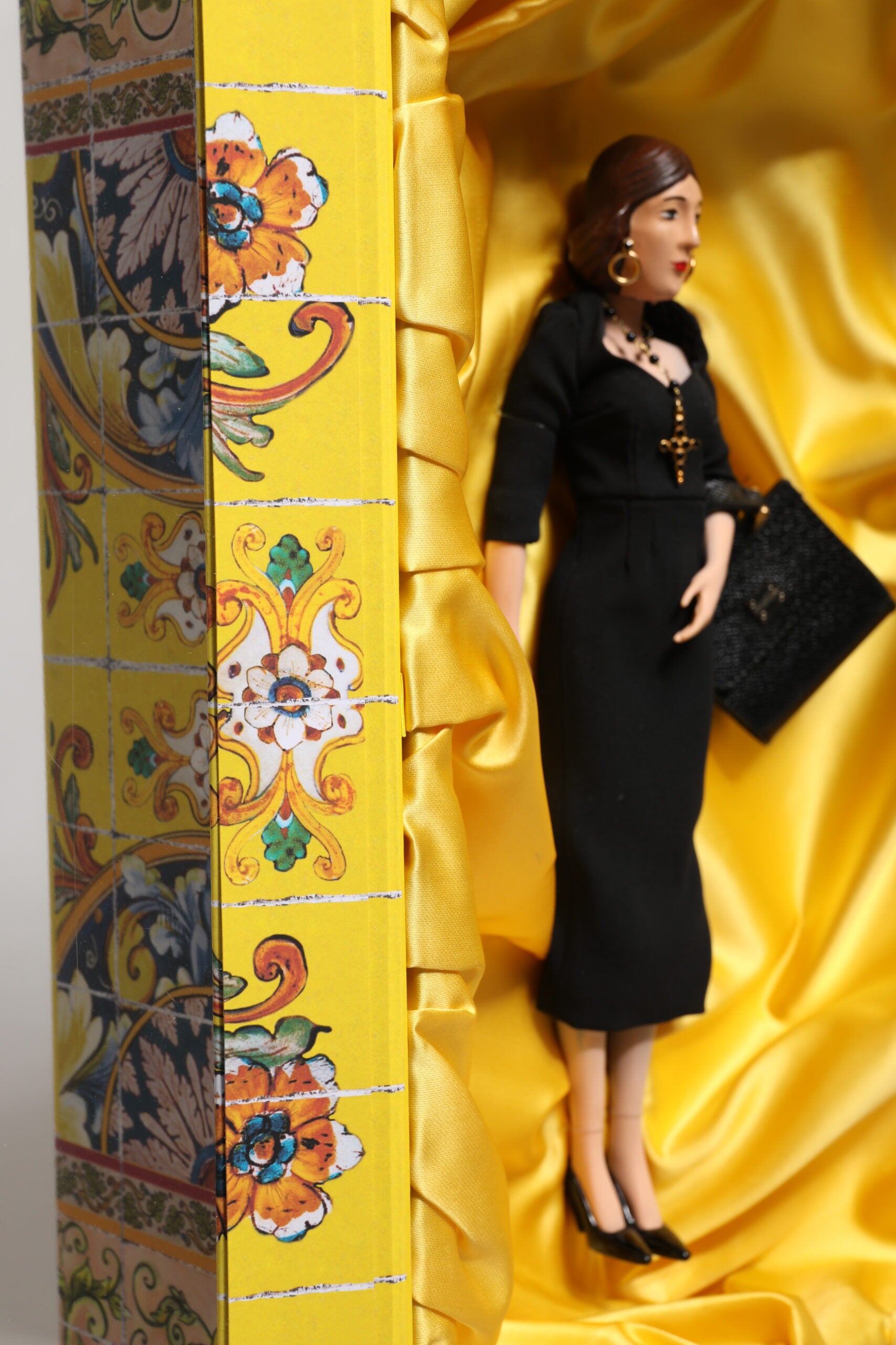 Dolce & Gabbana Black Dress Ceramic Porcelain Fashion Leather Sicily Dolls | Regal Royce