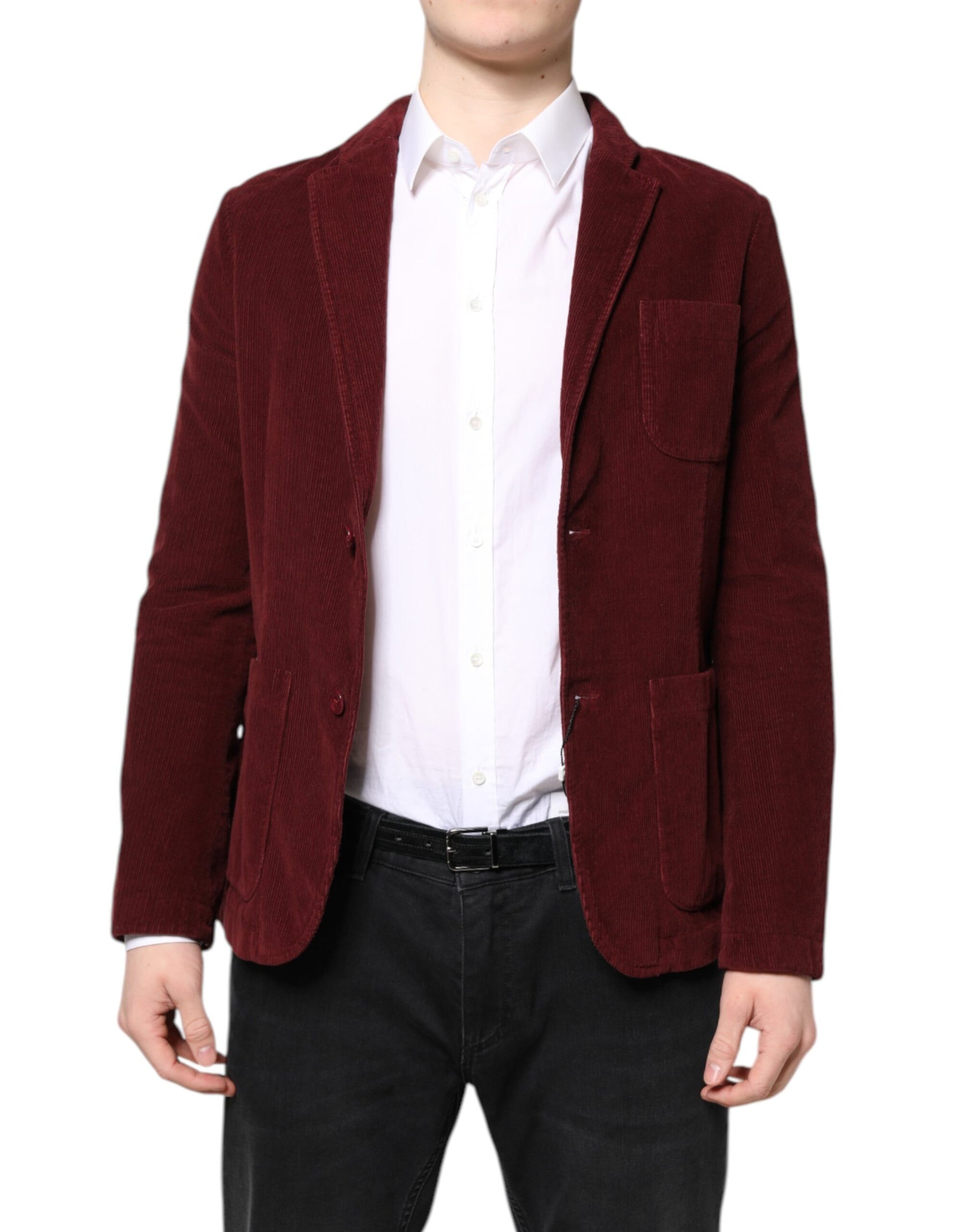 GF Ferre Maroon Corduroy Regular Fit Men Coat Blazer Jacket | Regal Royce