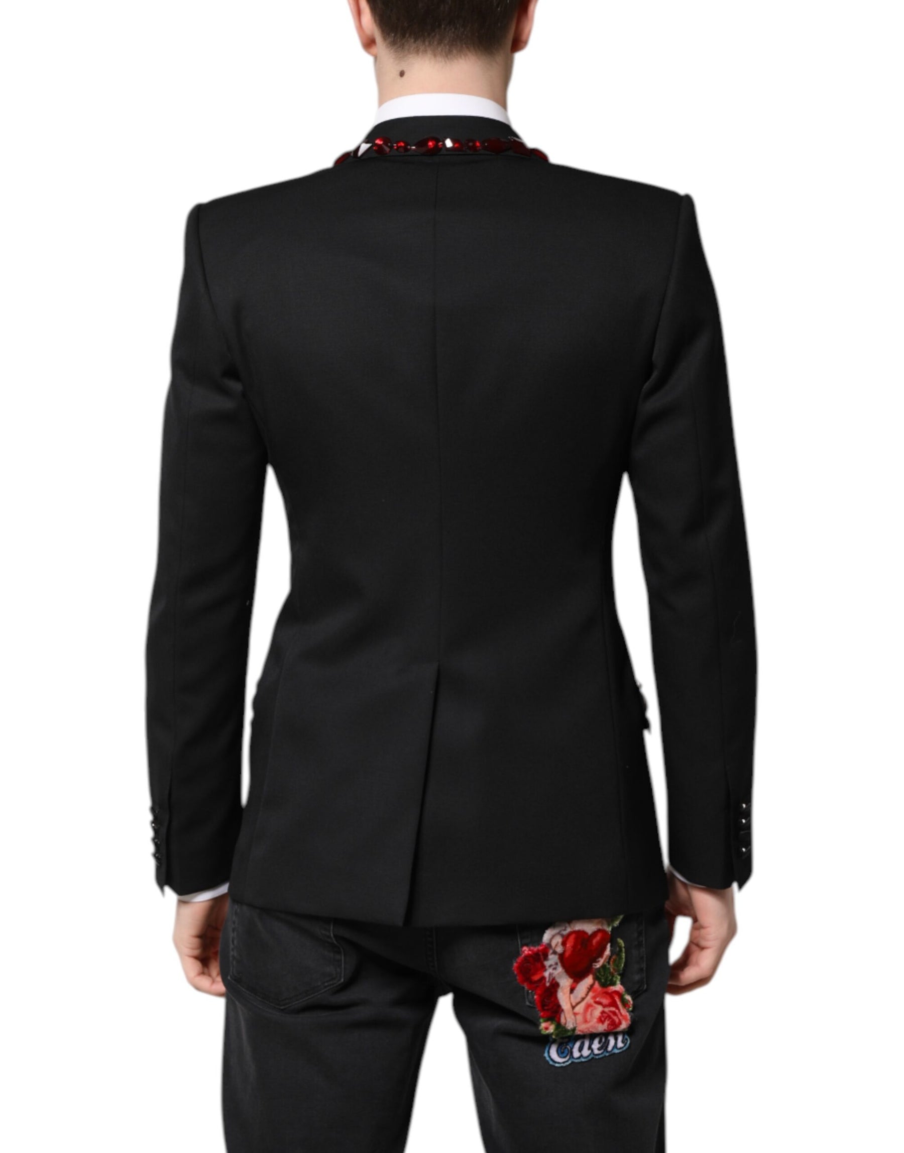Dolce & Gabbana Black SICILIA CrystalEmbellished Coat Blazer | Regal Royce