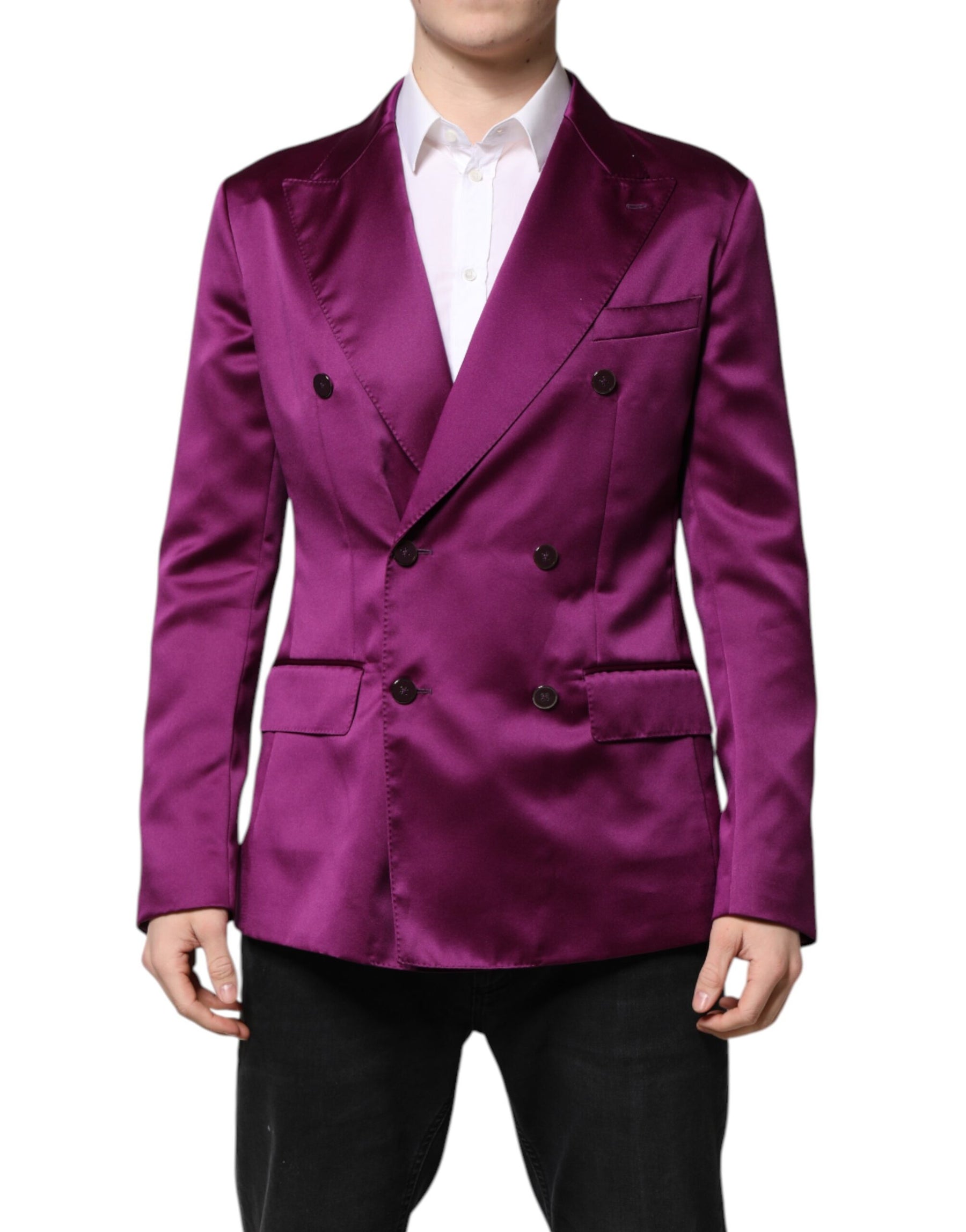 Dolce & Gabbana Purple Double Breasted Men Suit Coat Blazer | Regal Royce