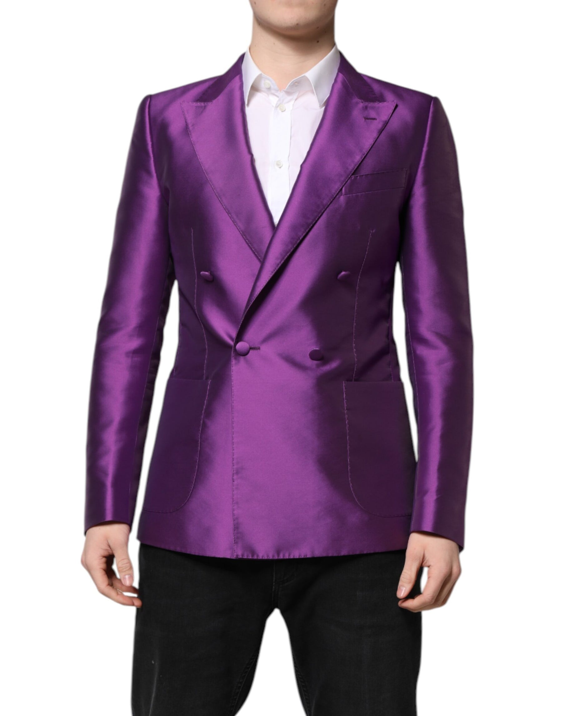 Dolce & Gabbana Purple Double Breasted Men Suit Coat Blazer | Regal Royce
