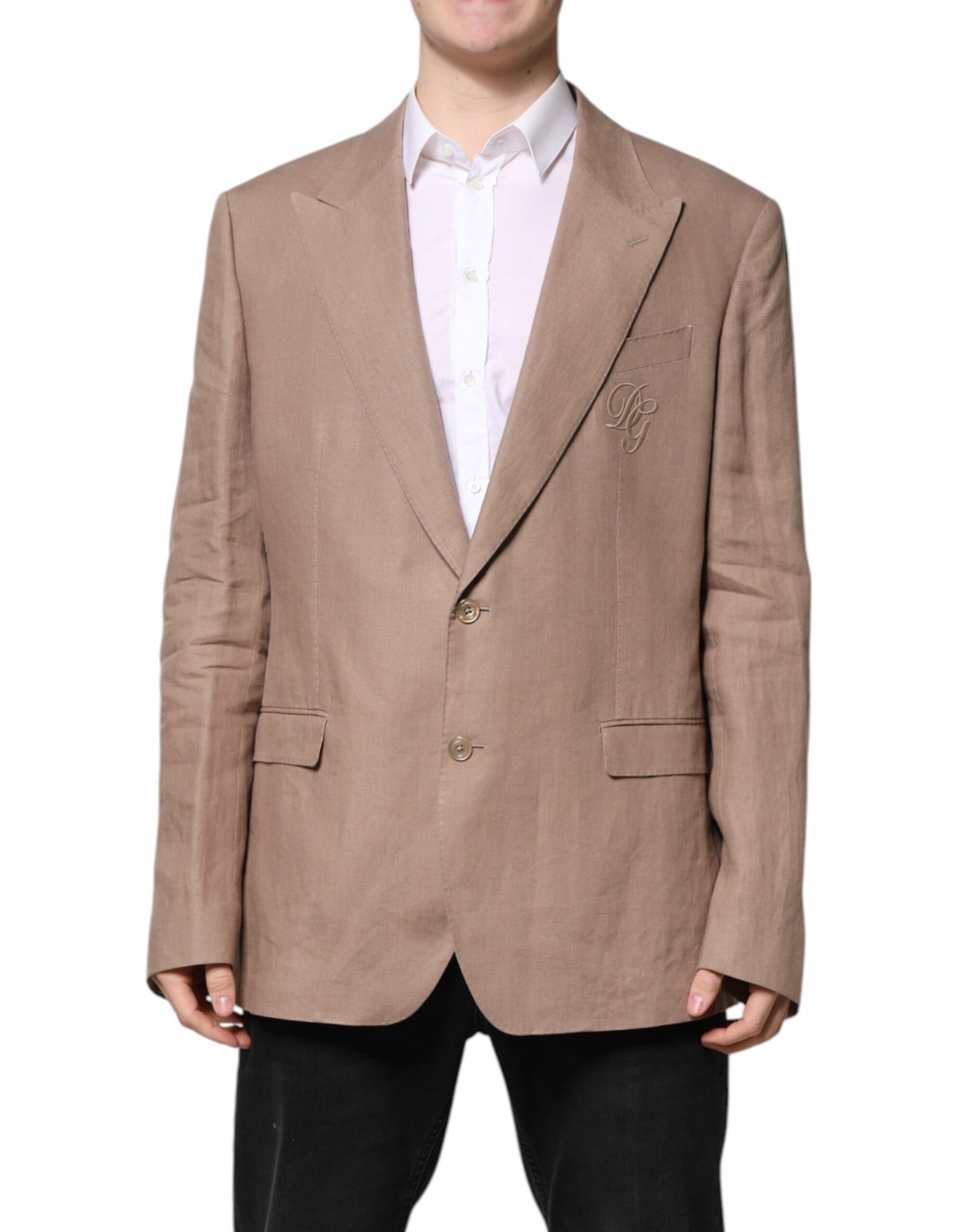 Dolce & Gabbana Beige TAORMINA Single Breasted Coat Blazer | Regal Royce