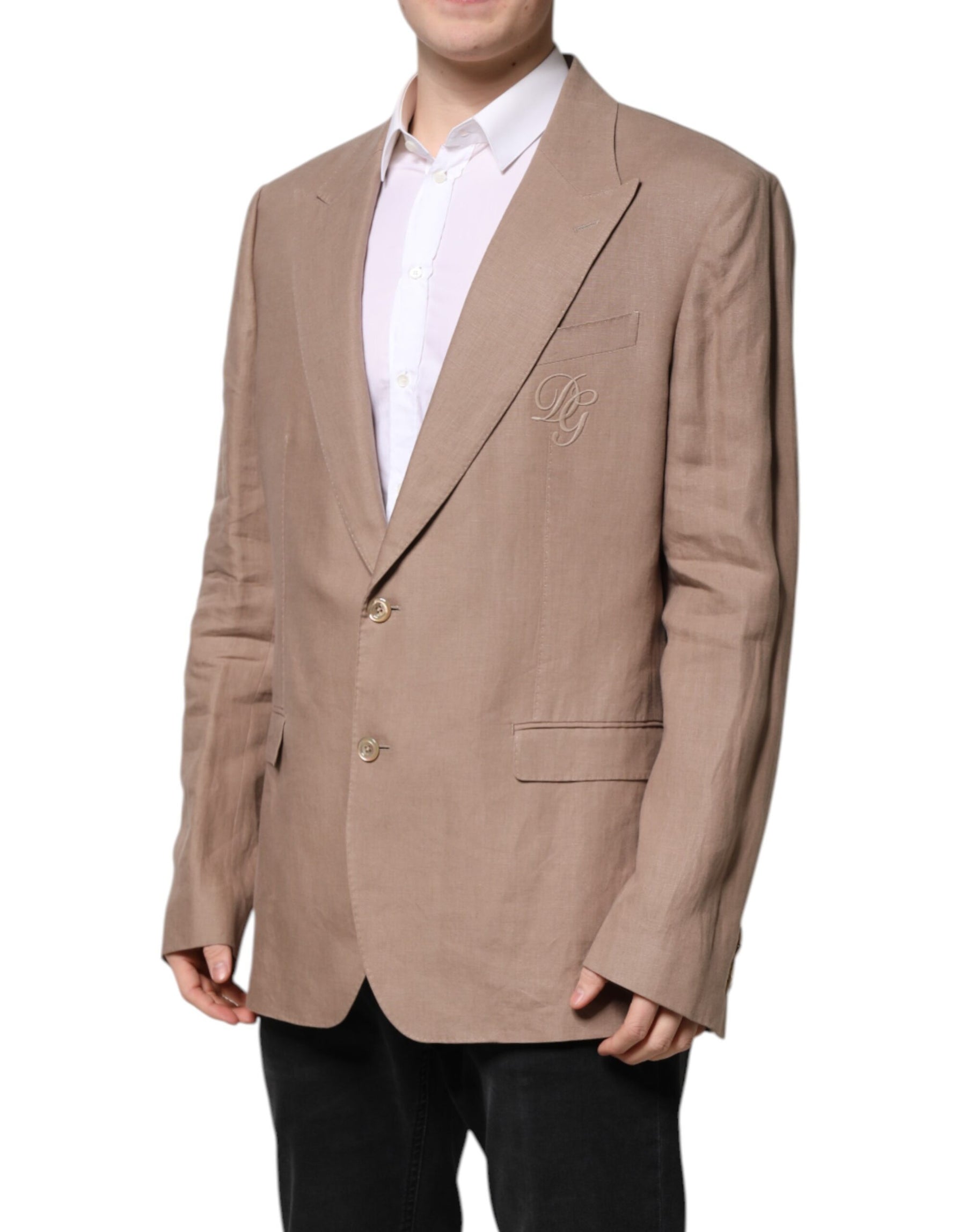 Dolce & Gabbana Beige TAORMINA Single Breasted Coat Blazer | Regal Royce